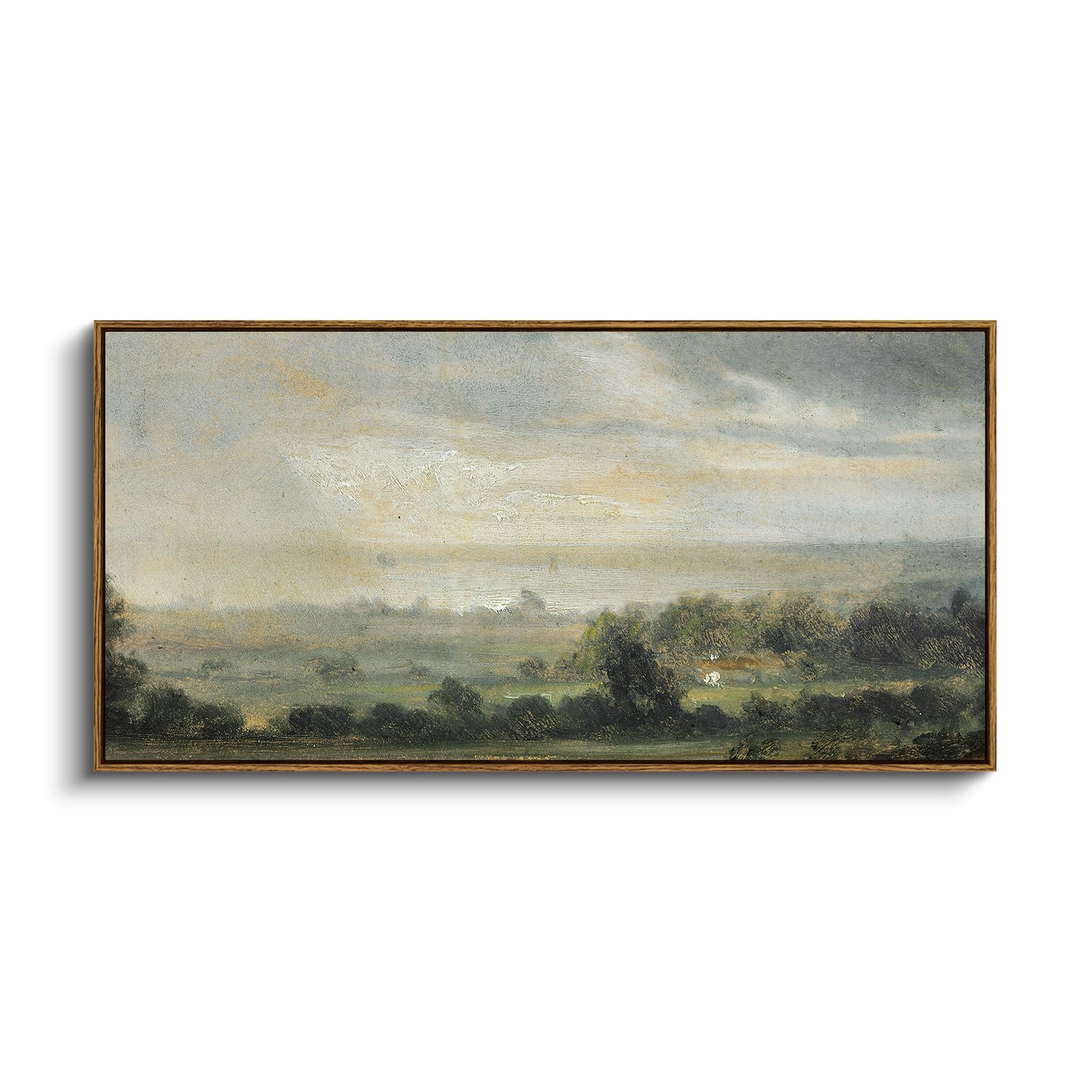 InSimSea Extra Large Framed Vintage Wall Art, Living Room Country Farmhouse Decor, Wild Field under Sky Landscape Paintings, Can