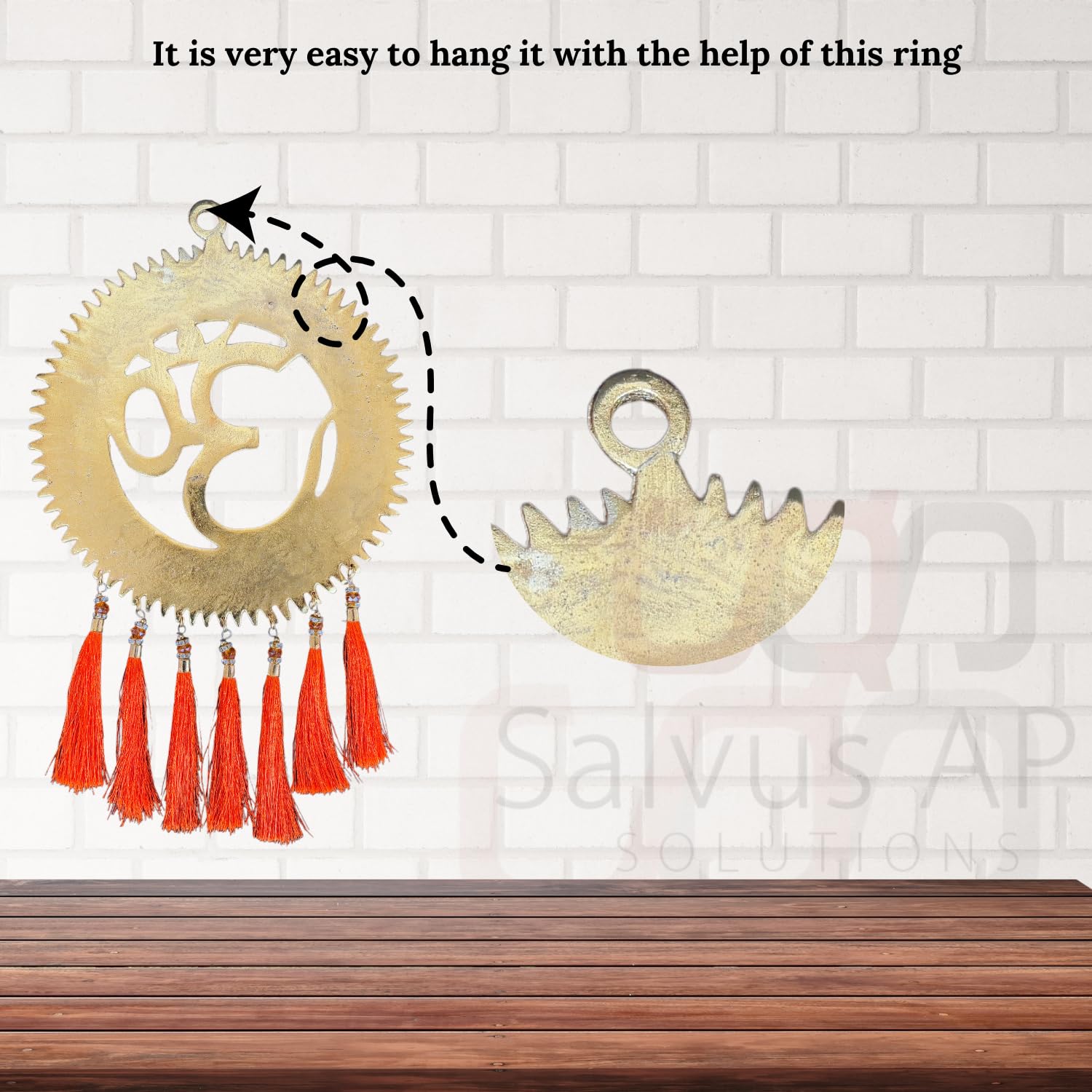 Salvus App Solutions Harmony And Enlightenment: Metal Vaastu Feng Shui Om Wall Hanging With Gayatri Mantra (Orange_7.5X8 Inch)