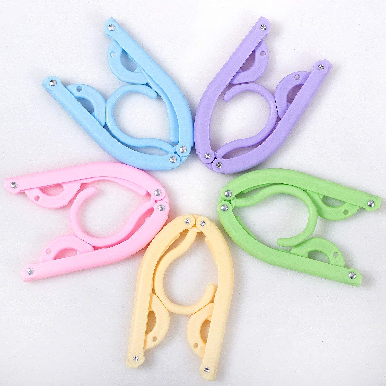 10Pcs Colorful Travel Hangers. Portable Folding Clothes Hangers.Telescopic Travel Magic Portable Drying Rack For Travel Accessor