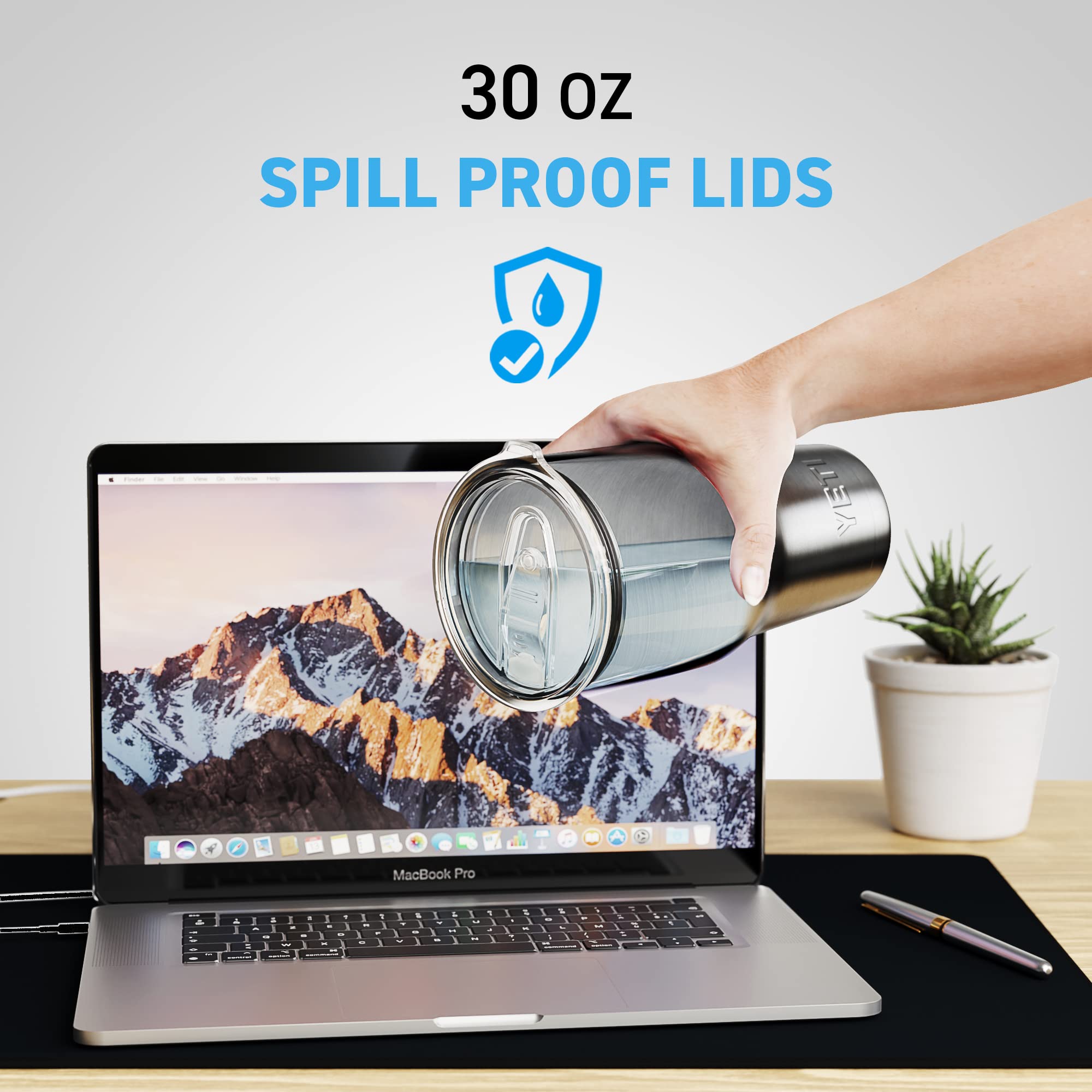 30 Oz Pack Of 1 Replacement Lid For Yeti Tumblers - 3.7 Inch Diameter - Spill Proof Lids Silicon Sliding Covers, Fits Yeti Tumbl