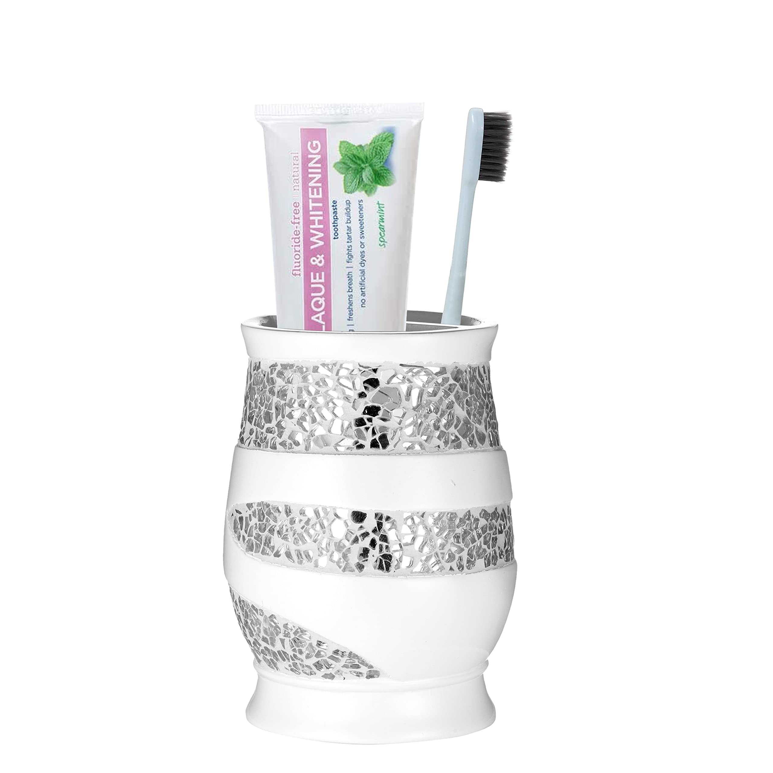 Zahari Home Sinatra Bath Tooth Brush Holder Modern Tooth Brush And Toothpaste Holder, White