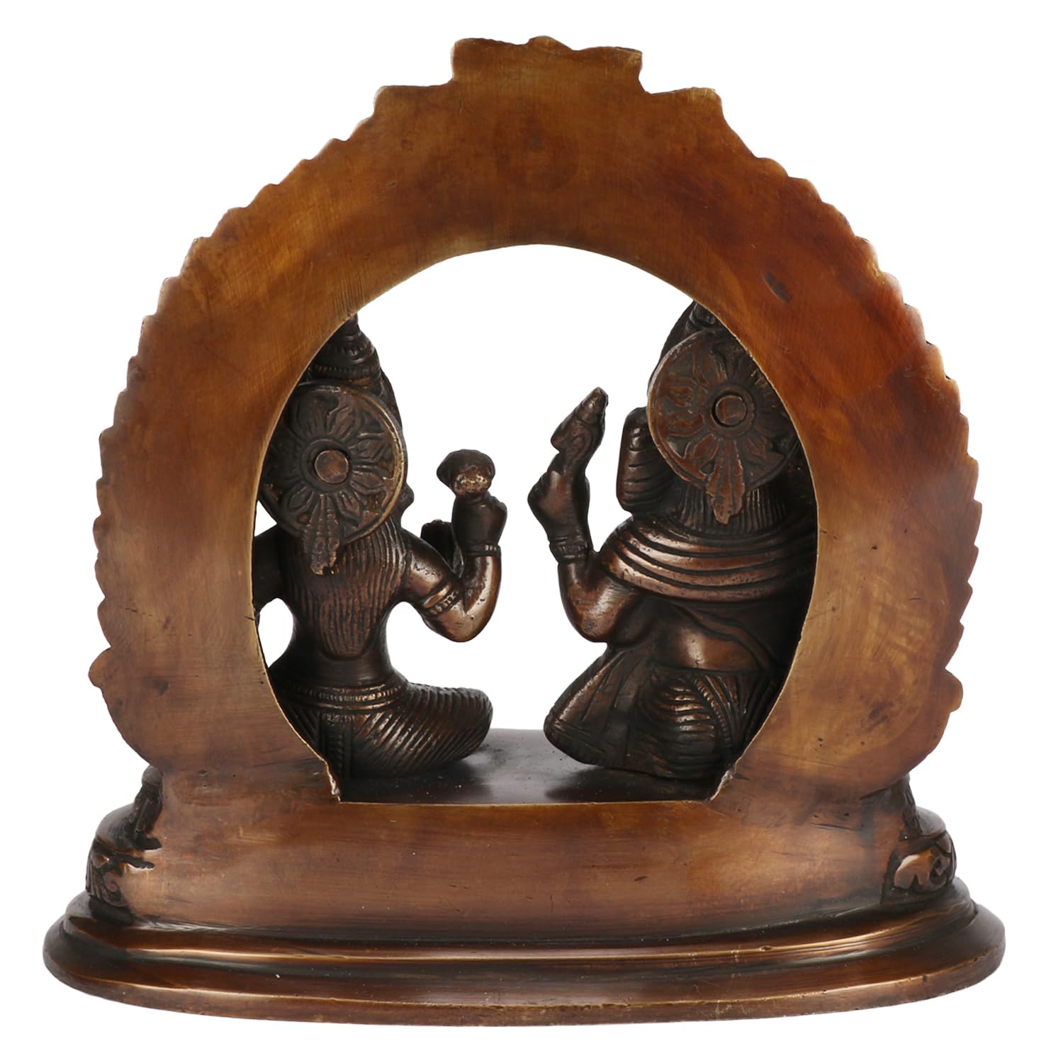 Kartique 7-Inch Brass Lakshmi Ganesh Idol Set With Intricate Arch Design, Bronze Finish, Ideal For Home Decor And Pooja Room