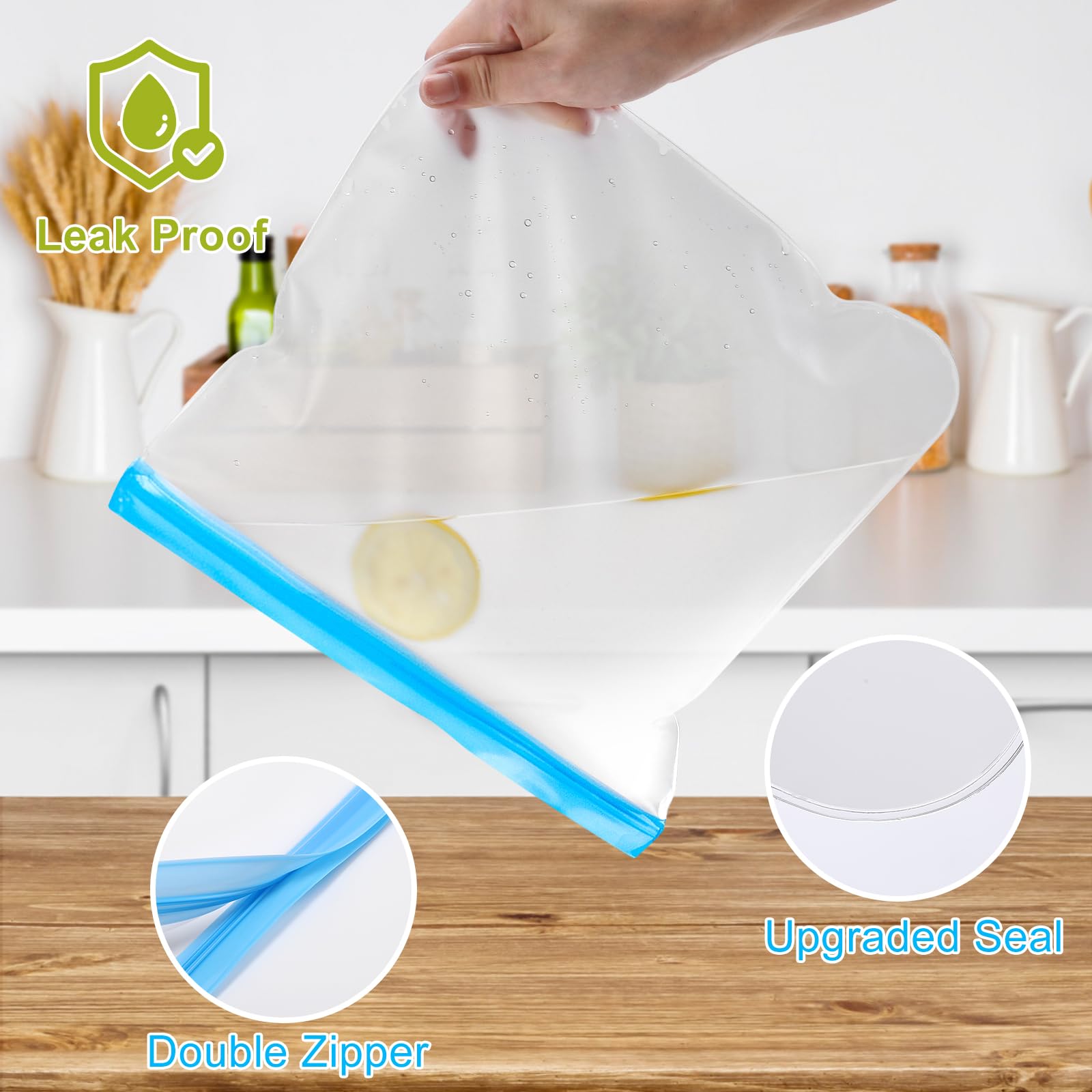 Lerine 9 Pack Reusable Sandwich Bags Dishwasher Safe, Bpa Free Reusable Storage Bags Silicone, Extra Thick Leakproof Reusable Qu