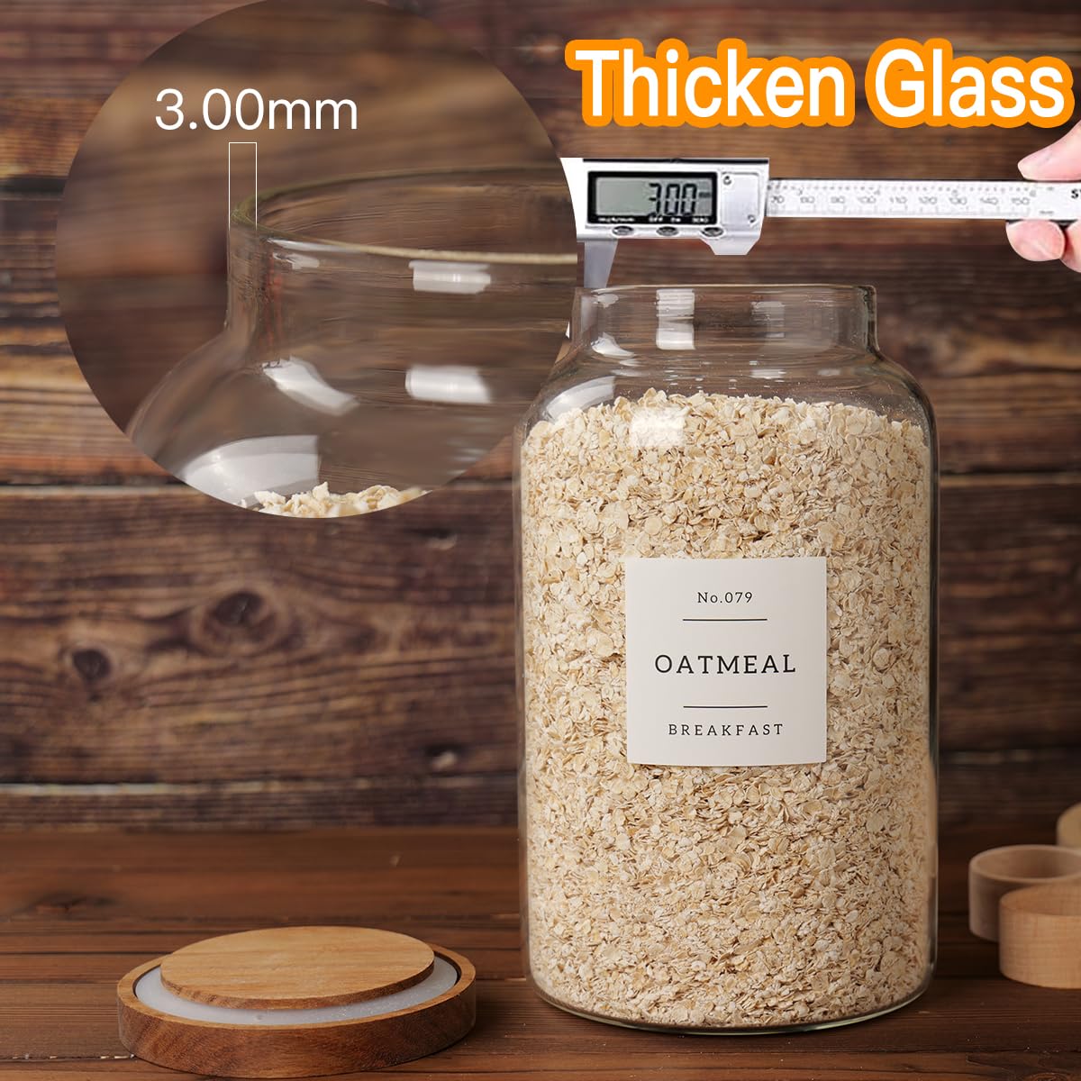 Czszyghbao 2 Pcs Large Glass Jar With Airtight Lid, Glass Food Storage Jars For Tea,Spice,Cereal, Egg,Flour,Coffee And More(98 F