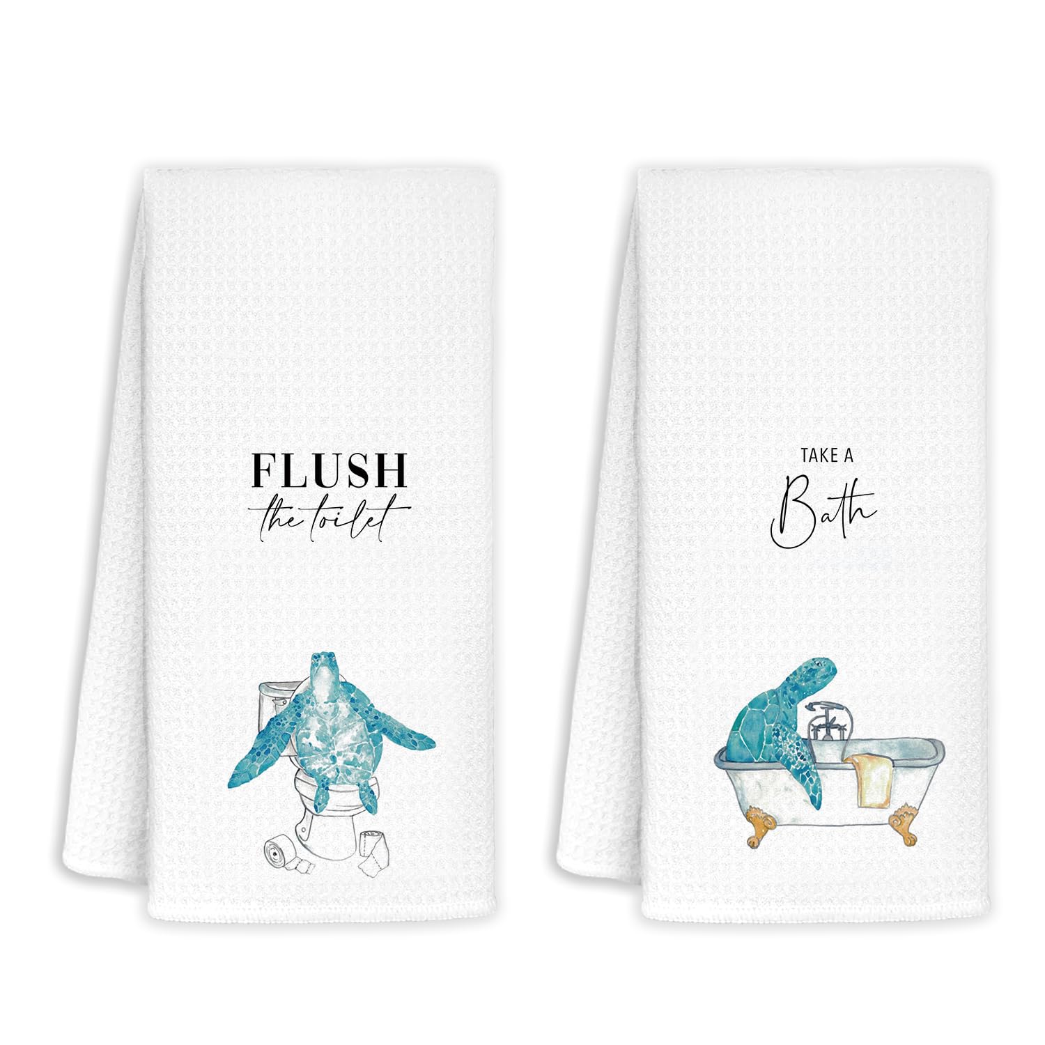 Jvpke Funny Blue Sea Turtle Decorative Bath Hand Towels For Bathroom Set Of 2 - Sea Turtle Bathroom Decor, Sea Turtle Bath Hand