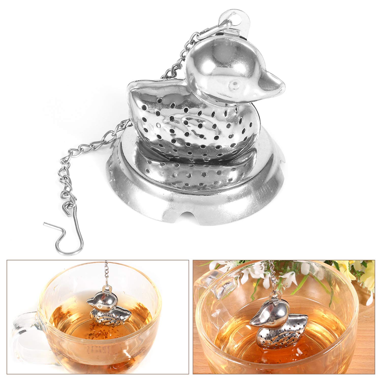 Duck Tea Infuser, Stainless Steel Infuser Herbal Spice Infuser Ball Strainer With Chain Hook Spices And Seasonings (Duck)