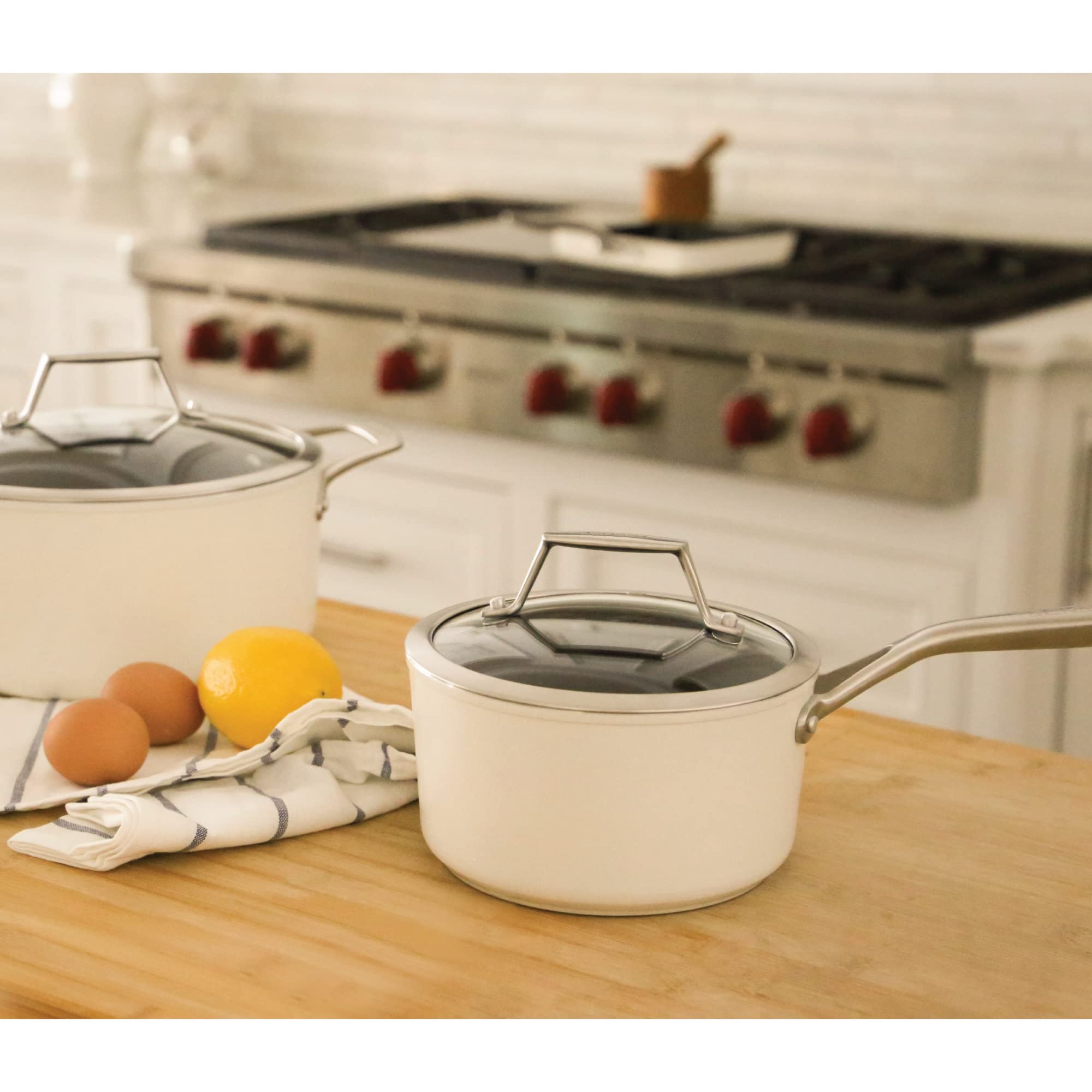 Valencera By Techef, 2-Quart Ceramic Nonstick Saucepan With Glass Lid, Nontoxic - Nontoxic - Free Of Pfas, Pfoa, Ptfe (Saucepan