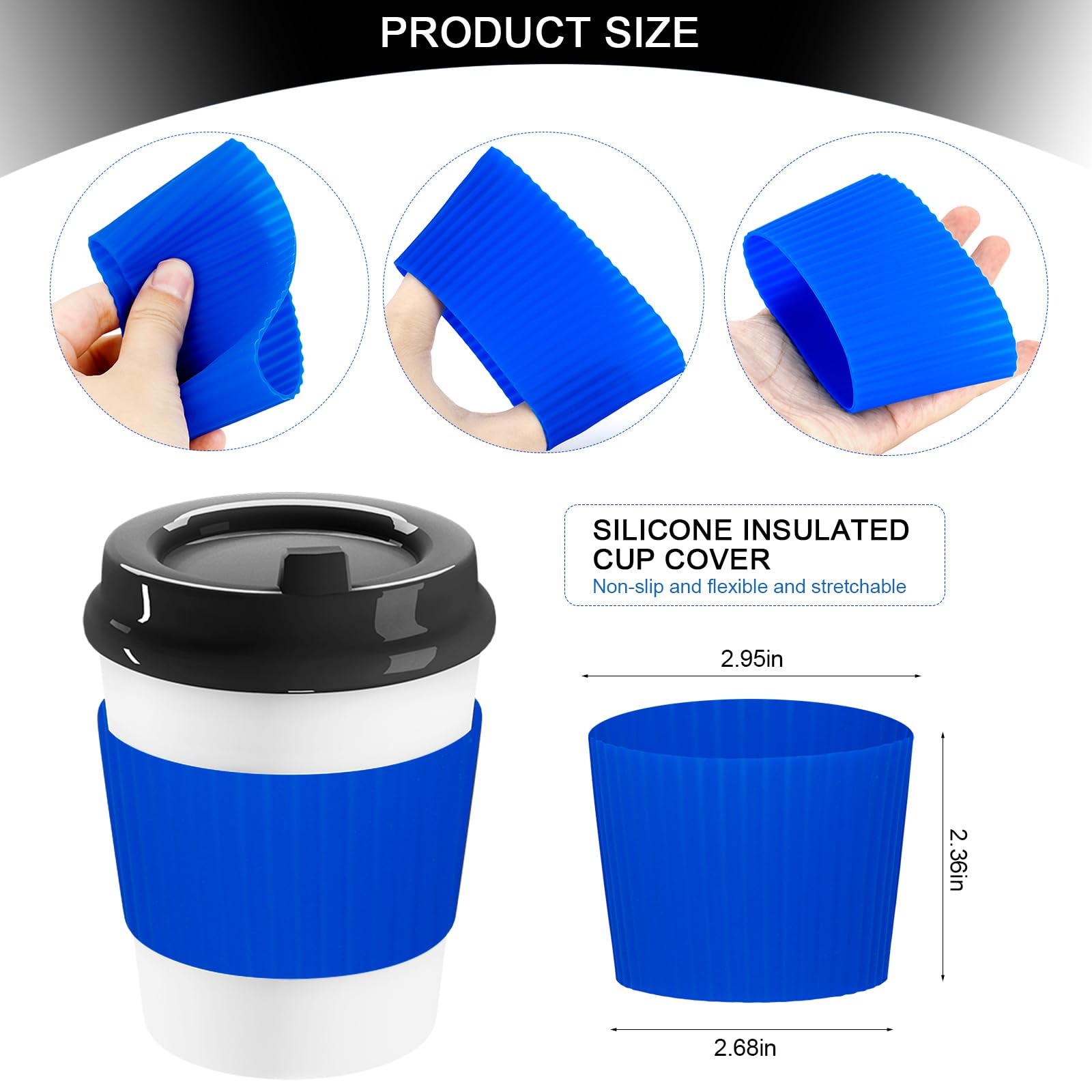 Pravics 6Pcs Reusable Coffee Cup Silicone Sleeves Heat Resistant Insulates Protective Sleeve Nonslip Protector Cover Fit For Tra