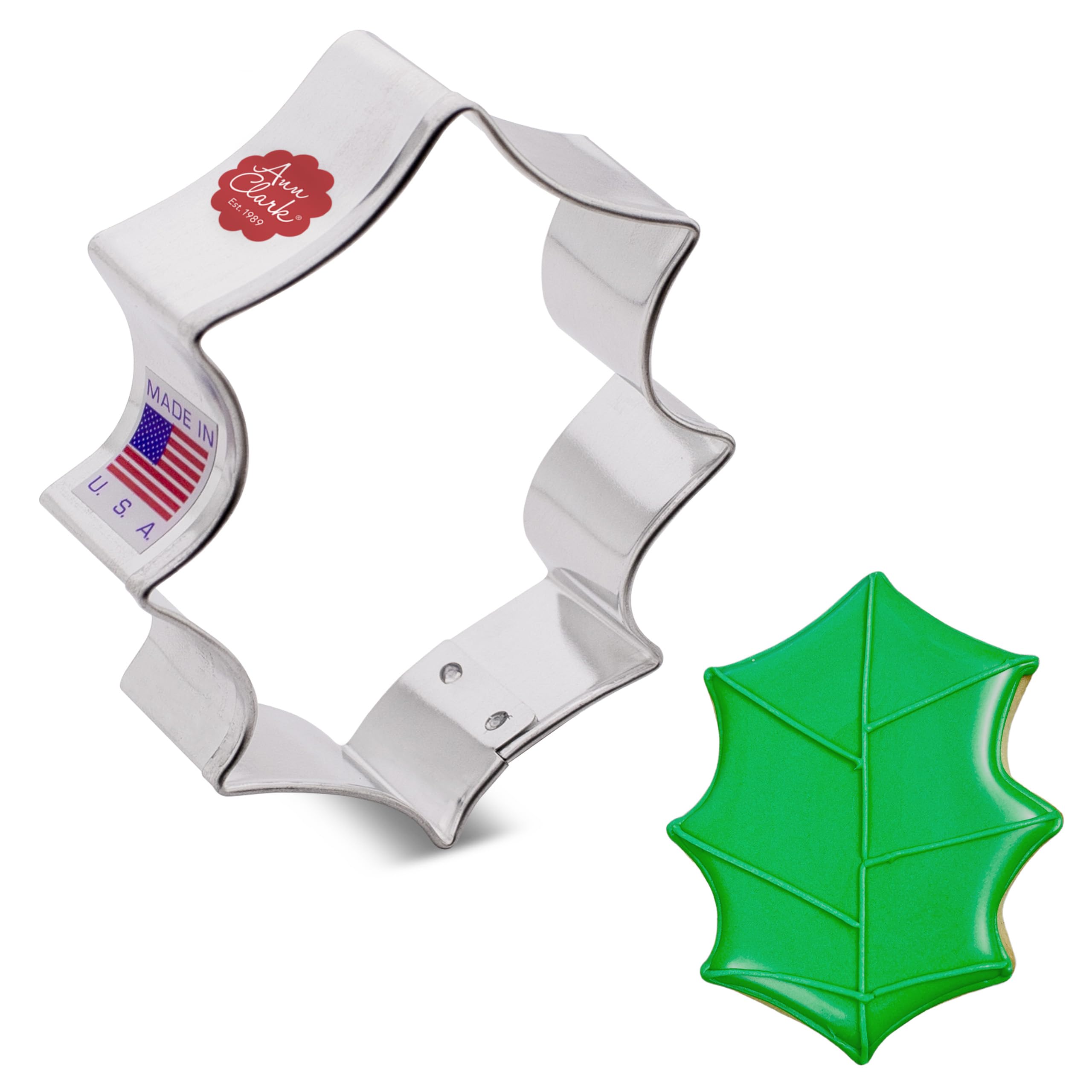 Christmas Holly Leaf Cookie Cutter 3'' Made In Usa By Ann Clark