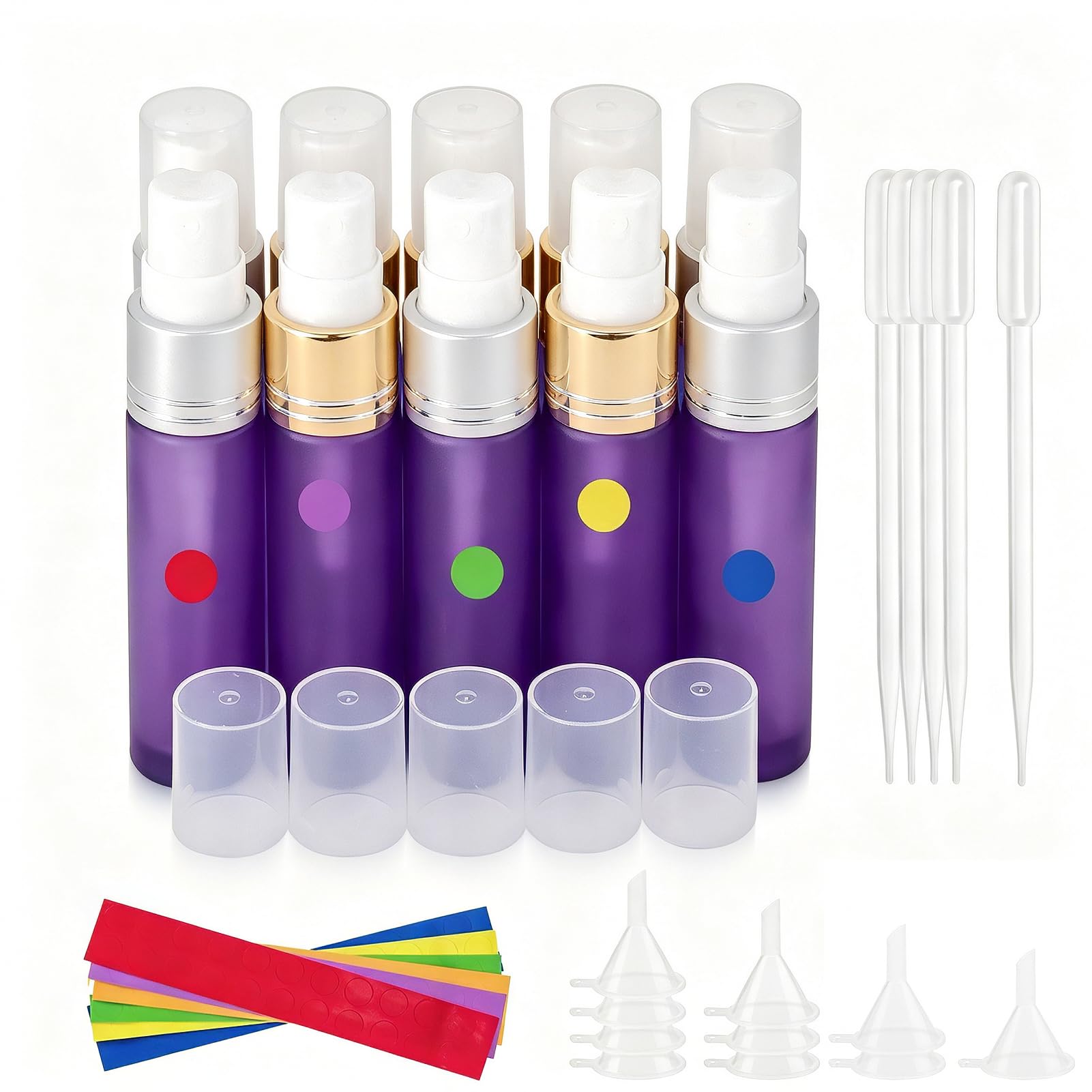 JIUWU 10 Pack 10ml (1/3oz) Small Glass Spray Bottles, for Essential Oils