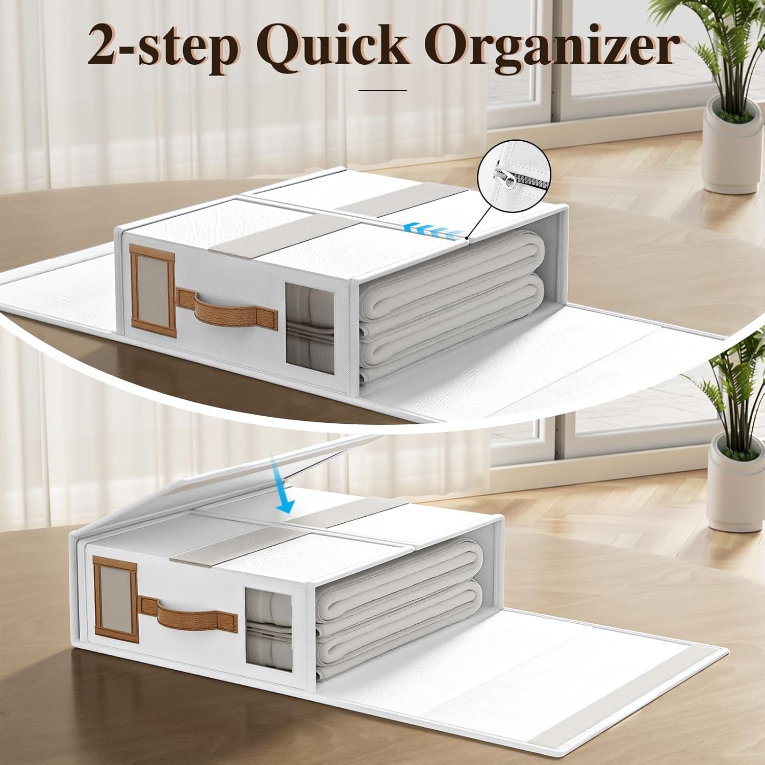BigPonPon 4 Pack Bed Sheets Organizers And Storage (King Size),Foldable Sheet Organizer With Handle For Linen Closet,Bedding Org