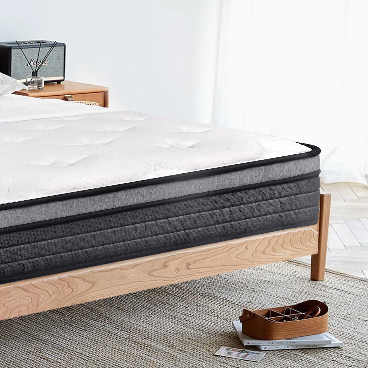 Eiue Queen Size Mattress 10 Inch,Bed-In-A-Box,Hybrid Mattress,Individual Pocket Spring Mattress,Medium Firm Mattresses,Breathabl