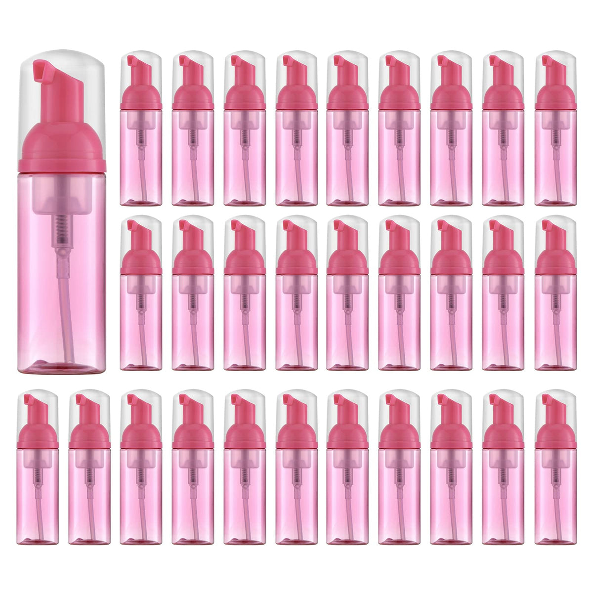 Tekson 30Pcs Soap Foam Bottle (2 Oz), Empty Travel Foaming Lash Shampoo For Cleanser, Dispenser (Red)