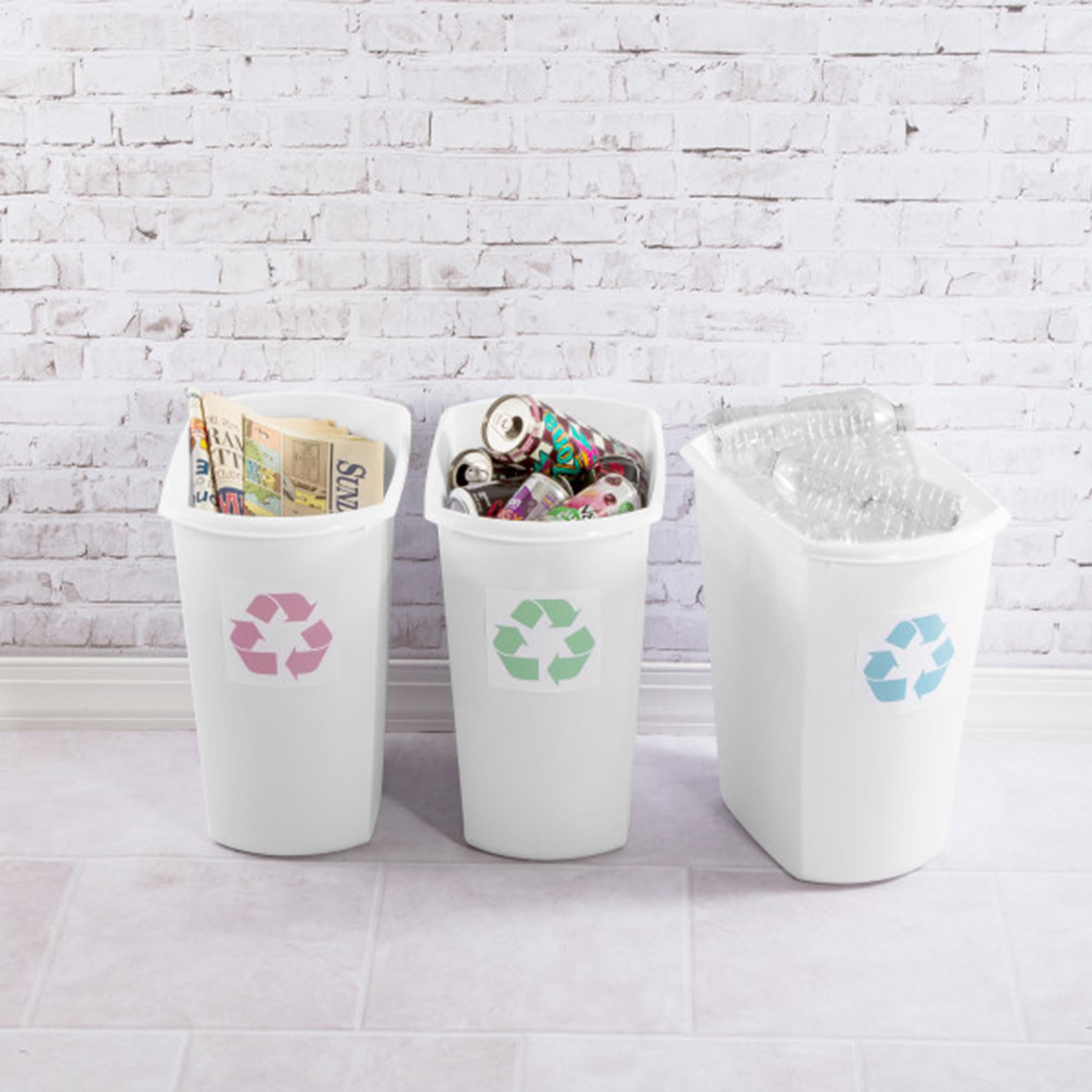 Sterilite 5.5 Gallon Rectangular Wastebasket, Open-Top, Medium Sized Trash Can For The Bathroom, Bedroom, Or Office, White, 6-Pa