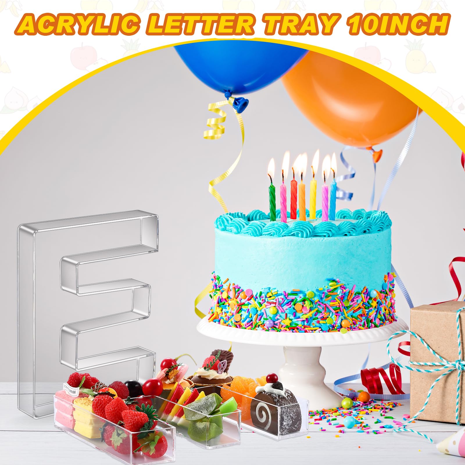 Uiifan 10   Acrylic Letter Box Form Tray Display Fillable Charcuterie Box Acrylic Candy Dish for Birthday Party Reusable Plates,