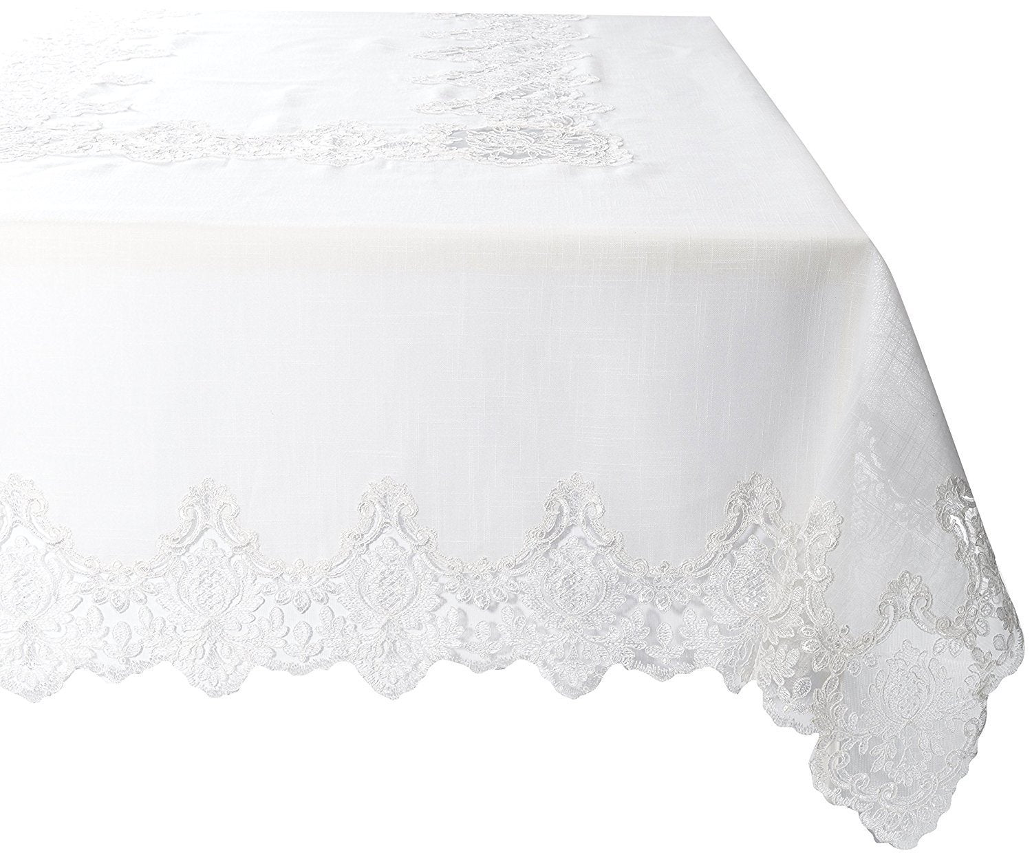 Imperial Embroidered Vintage Lace Design 70 X 105 Oblong/Rectangle Tablecloth in Cream