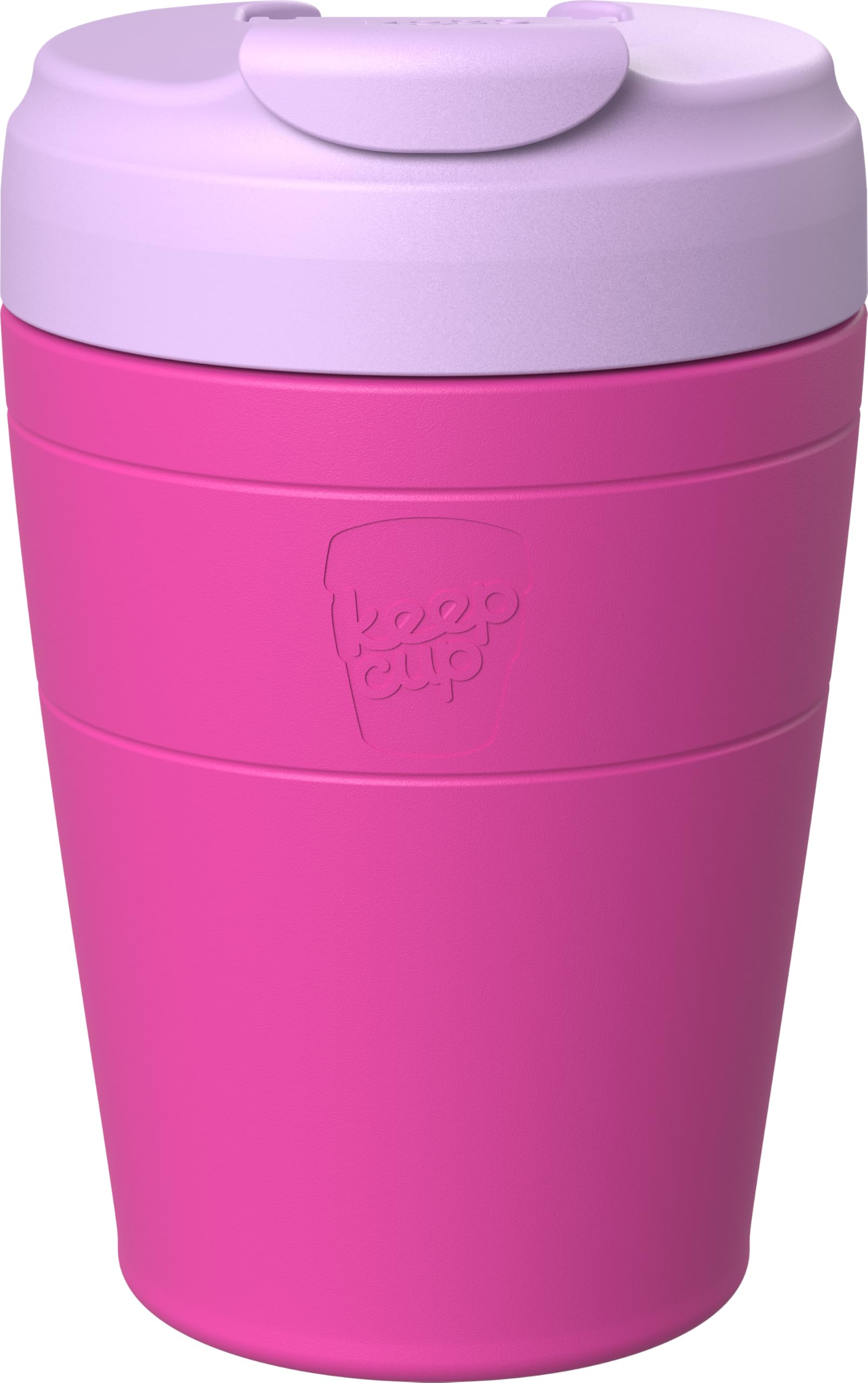 KeepCup Commuter Insulated Travel Mug, 12 oz Stainless Steel Coffee Tumbler with Leakproof Flip Lid, Fuschia Lilac