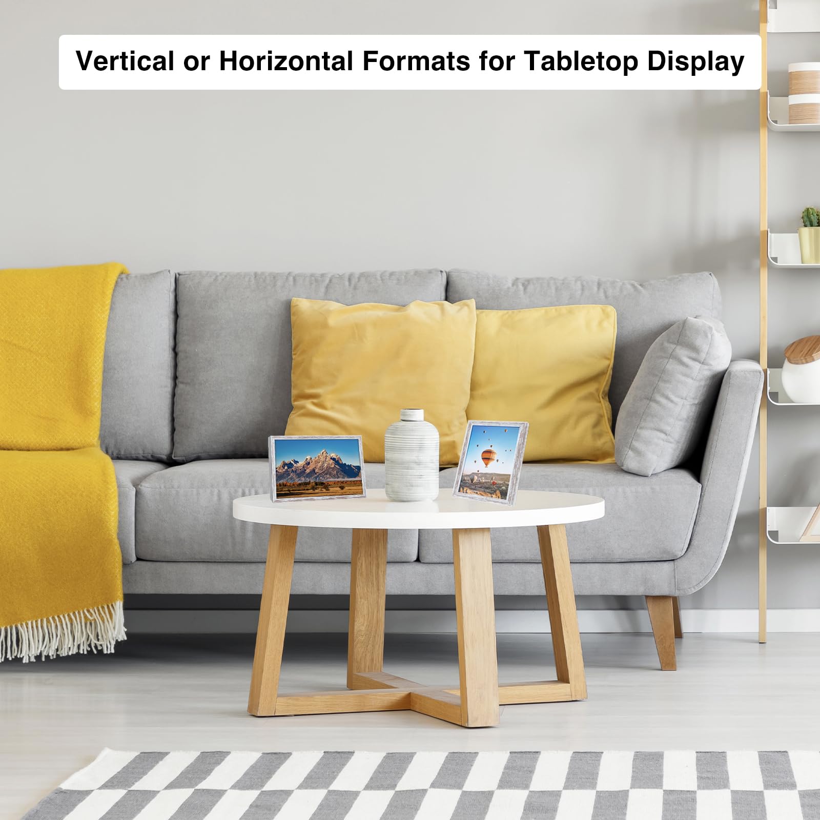 8.5x12 Picture Frame Rustic White for Wall Hanging or Tabletop, Wall Mounting Horizontally or Vertically, 8.5 x 12 Wall Gallery