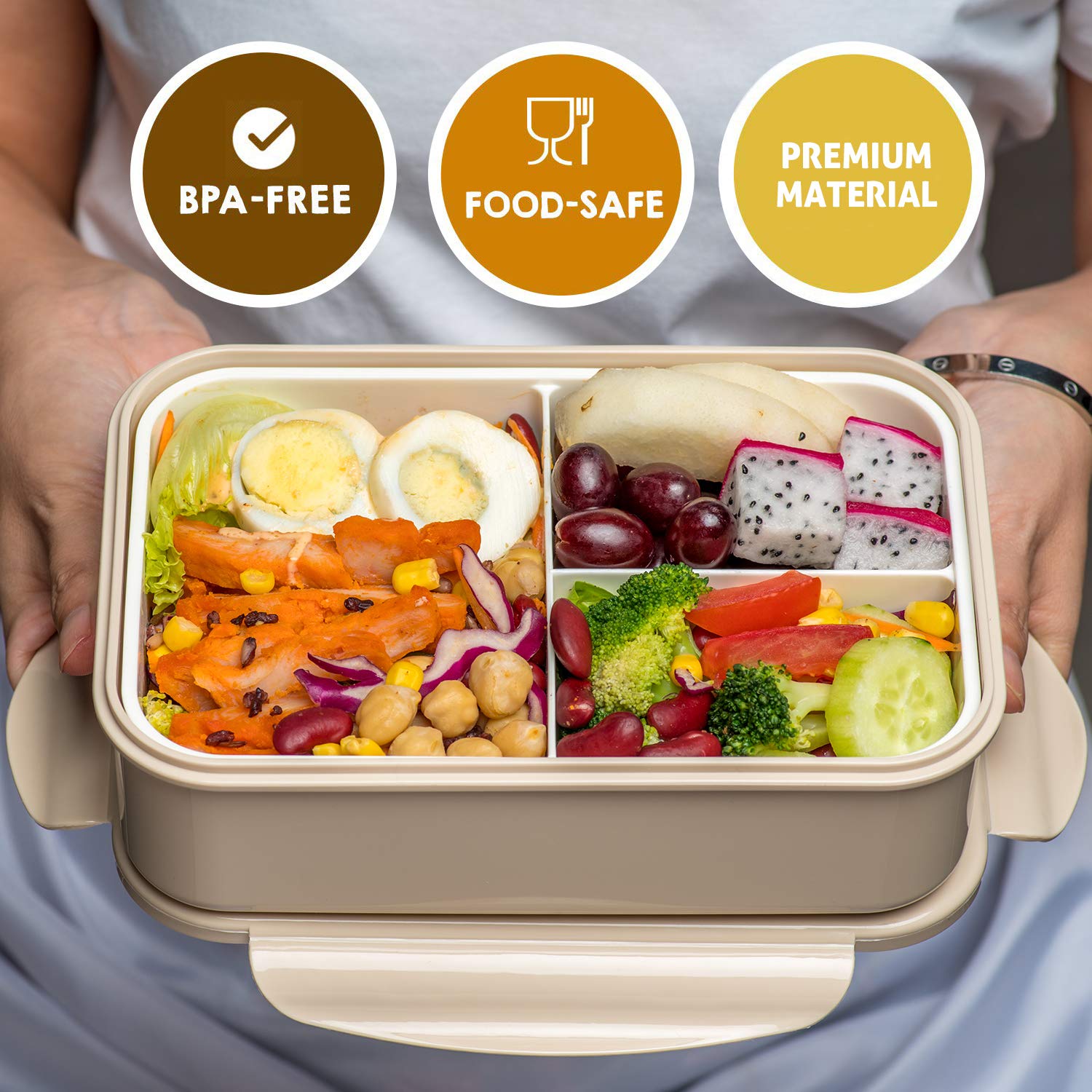 Lovina Bento Box For Adults And Kids - 1400Ml Portable, Lightweight, Easy To Carry Meal Holder With Spoon & Fork, Durable, Leak-