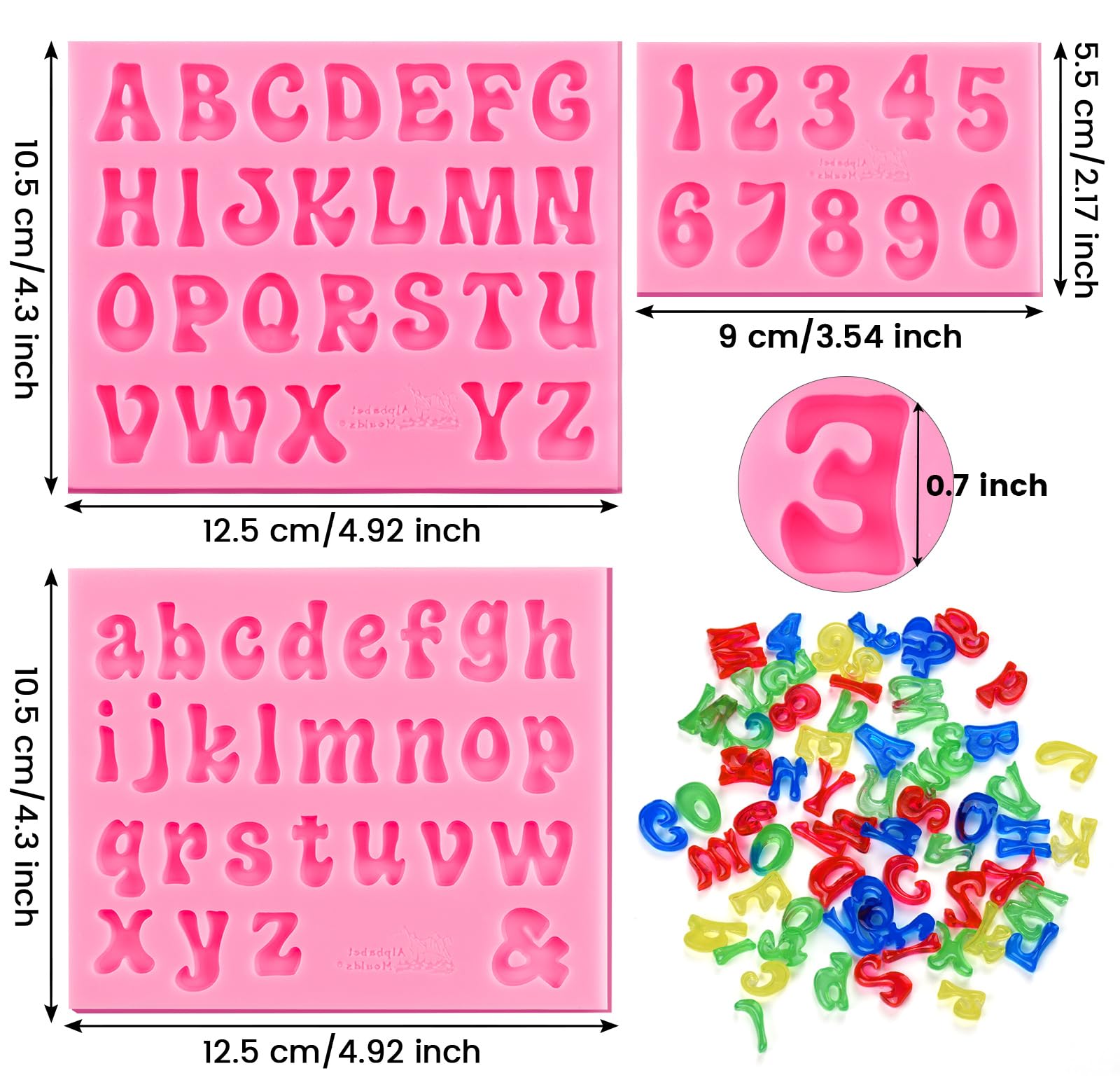 Ygaohf Silicone Alphabet Mold, Letter Molds For Chocolate, 3 Pcs Silicone Chocolate Molds For Breakable Hearts, Uppercase Lowerc