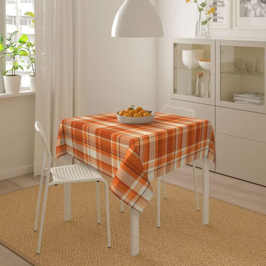 BETGINY Fall Tablecloth 60x60 Inch Square Autumn Thanksgiving Plaid Table Cloth Wrinkle Resistant Rustic Tablecloth for Holiday