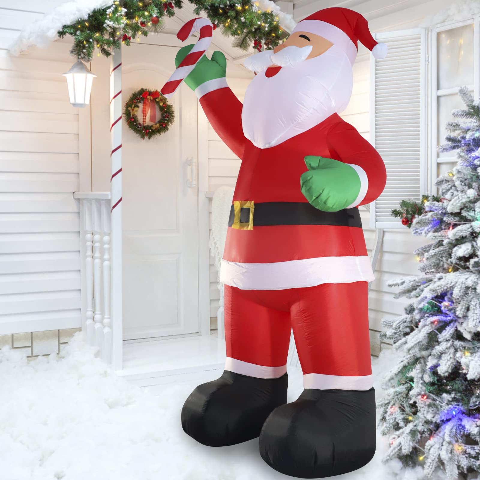 SHDEJTG 10ft Inflatable Christmas Decorations, Christmas Santa Claus with Candy with LED Light Blow Up for Christmas Party Indoo