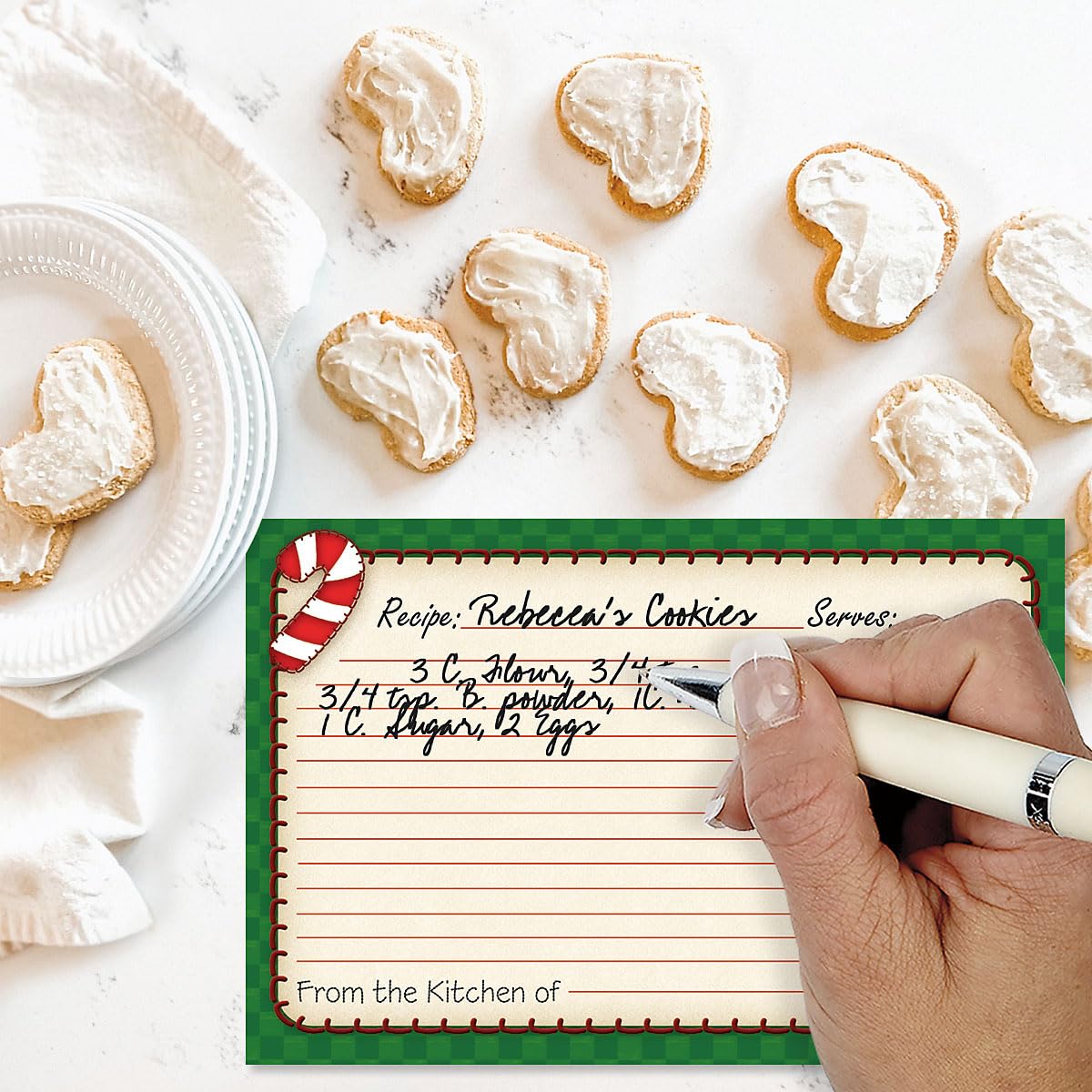 Gingerbread Man Christmas Recipe Cards  4x6 Inch  Set of 48 uncoated Blank Recipe Cards  Large Index Card Fits Standard Recipe Box   Single-Sided