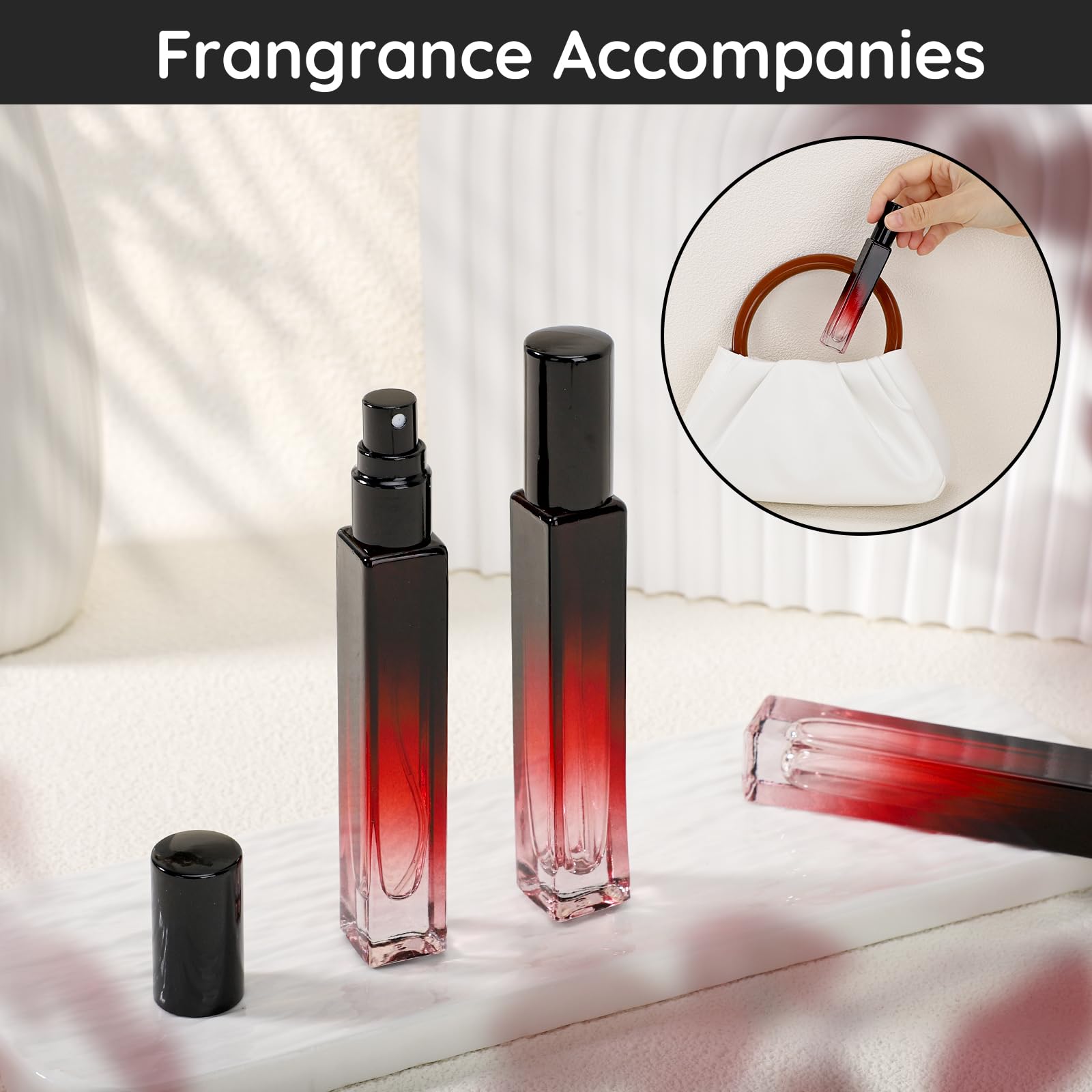 Segbeauty Travel Perfume Bottle Refillable, 2Pcs 10Ml Mini Glass Perfume Bottles Empty, Portable Cologne Spray Bottle Small Toil