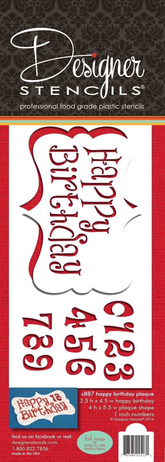 Happy Birthday Plaque Cake Stencil By Designer Stencils