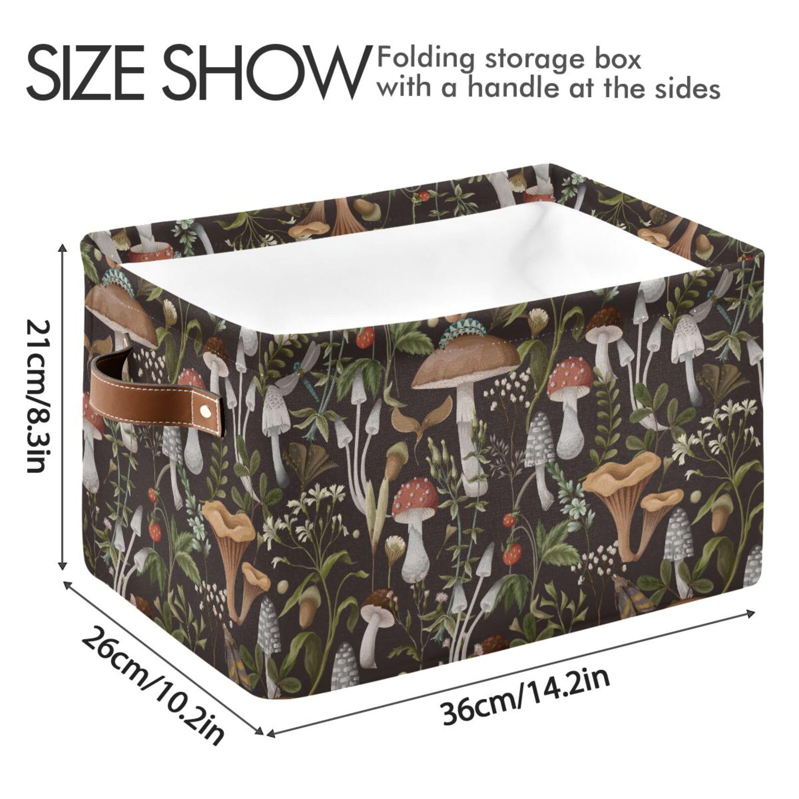 Emelivor Mushrooms Storage Basket Bins Foldable Decorative Storage Box Laundry Hamper Baskte Storage For Office Bedroom Clothes