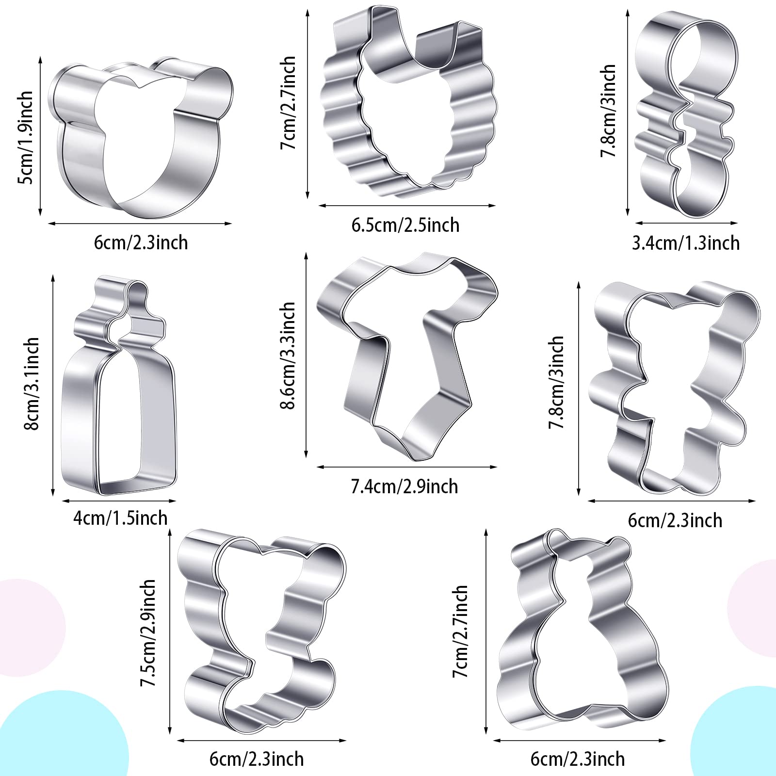 8 Pieces Cute Bear Cookie Cutters Baby Shower Vintage Cookie Cutter Bear Cookie Mould For Home Kitchen Baking Biscuit Bear Baby