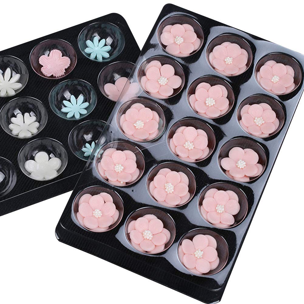2 Pcs Set 15 Cavity Sugar Flower Fondant Drying Shaping Plate Plastic Sugar Flower Fondant Forming Shaping Mold-No Flower