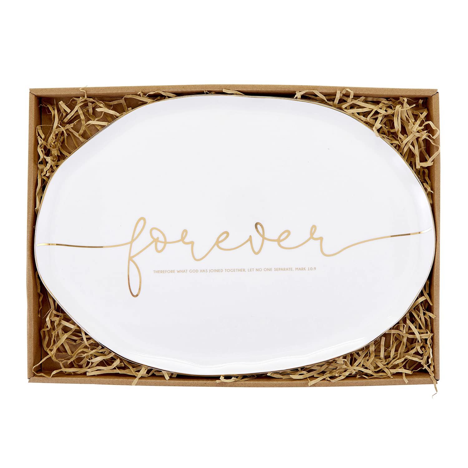 Creative Brands Faithworks-Wedding Collection Inspirational Ceramic Serving Platter, 14 X 10-Inch, Forever