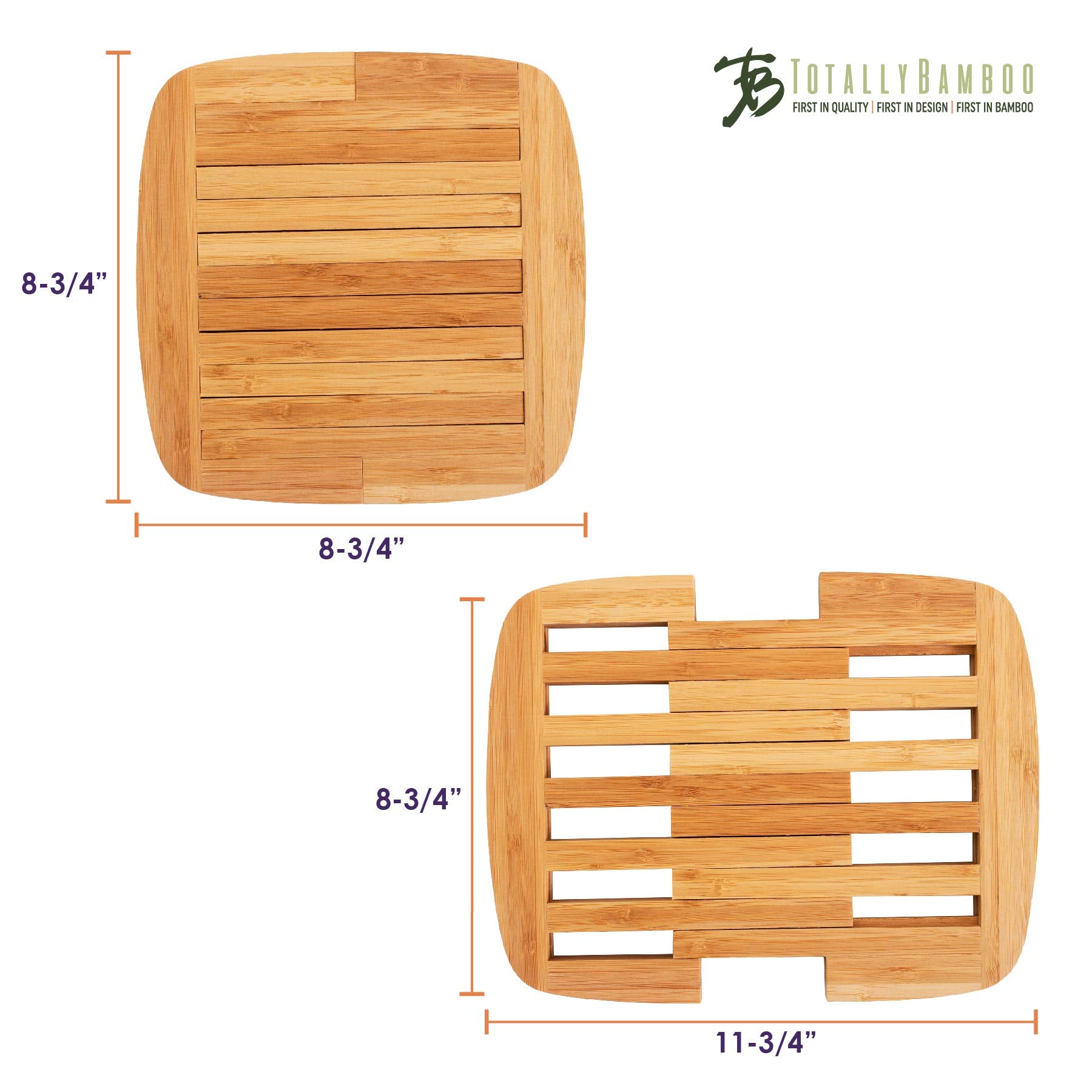 Totally Bamboo Expandable Bamboo Trivet  8.75'' by 8.75''  Brown