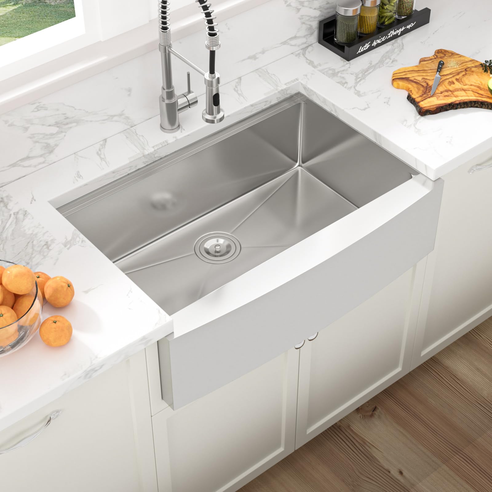 33 Farmhouse Sink Stainless Steel - Sarlai 33 x 22 Inch Farm Kitchen Sink Ledge Workstation Apron Front Single Bowl 16 Gauge Stainless Steel Luxury Kitchen Farmer Sink