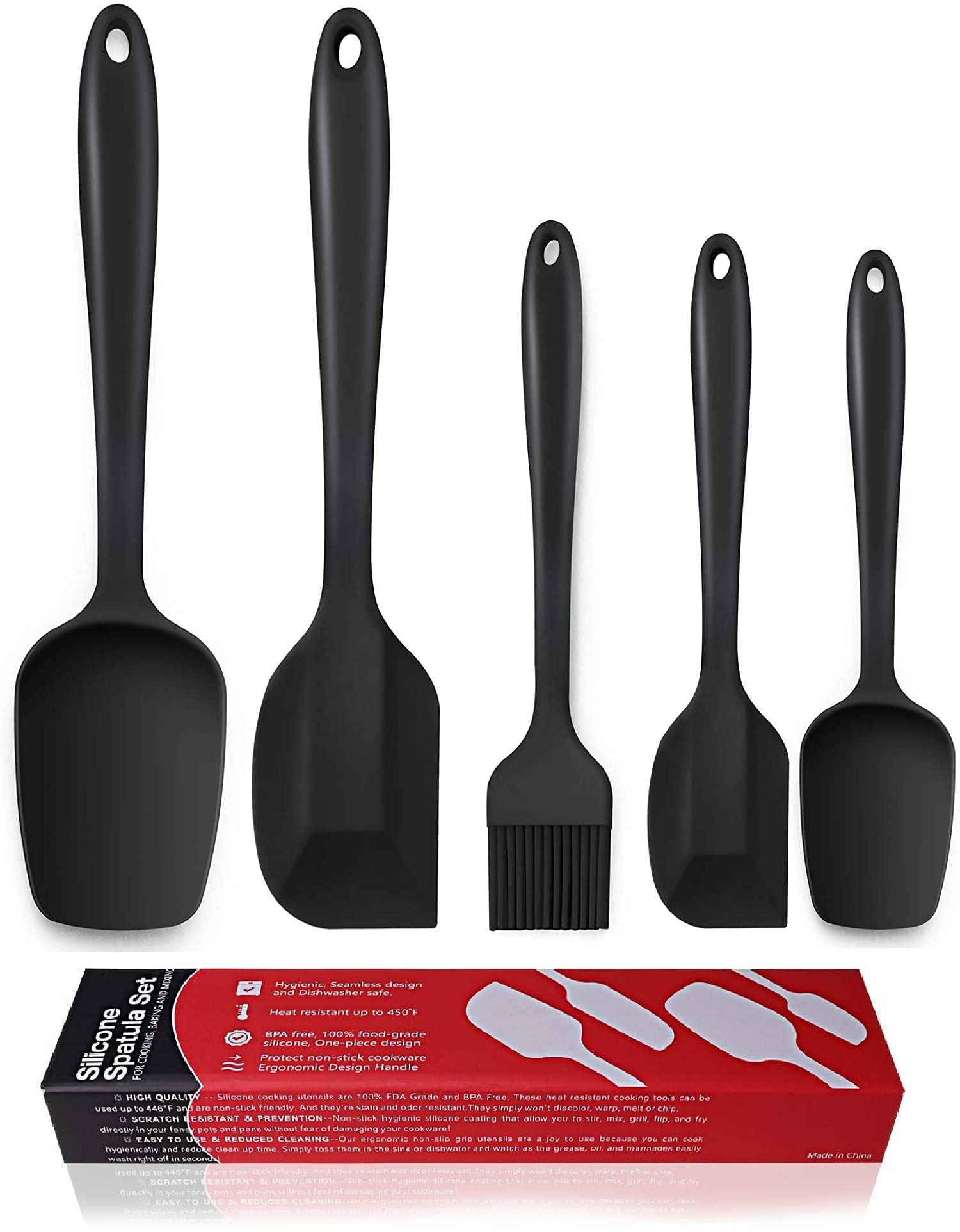 Spatlus Silicone Spatula Set Silicone Kitchen Utensils Set With Basting Pastry Silicone Brush Heat Resistant NonStick, For Cook