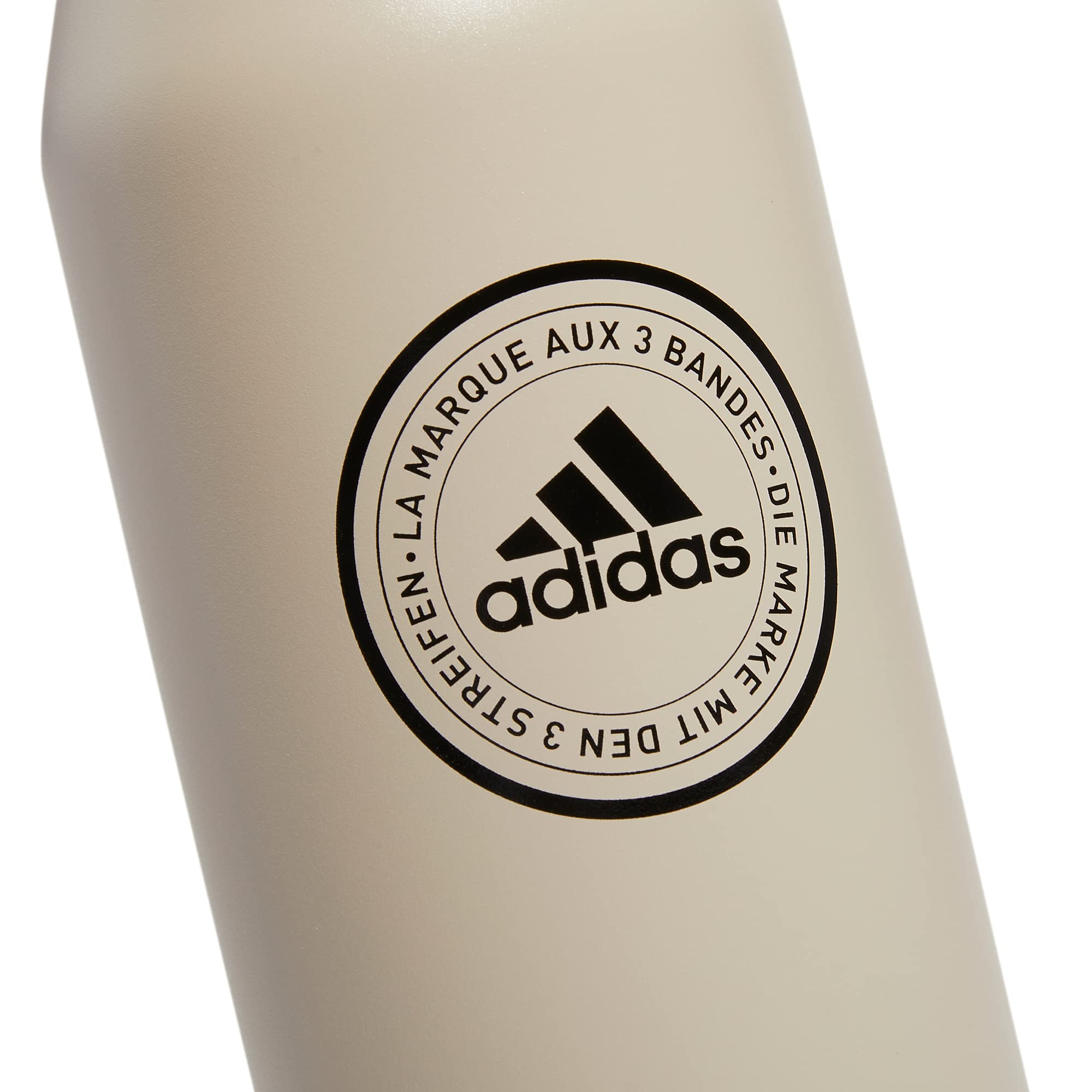 Adidas 1 Liter (32 Oz) Metal Water Bottle, Hot/Cold Double-Walled Insulated 18/8 Stainless Steel, Wonder Beige/Black/Lucid Lime