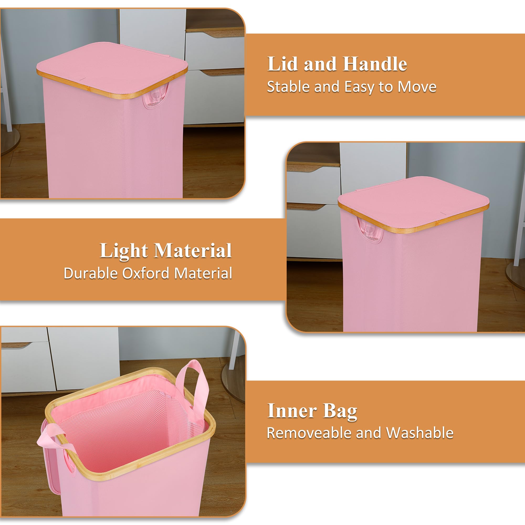 Iegrow Laundry Basket With Wheels, 110L Clothes Hamper For Laundry, Laundry Hamper With Lid And Inner Bag, For Laundry Room, Bed