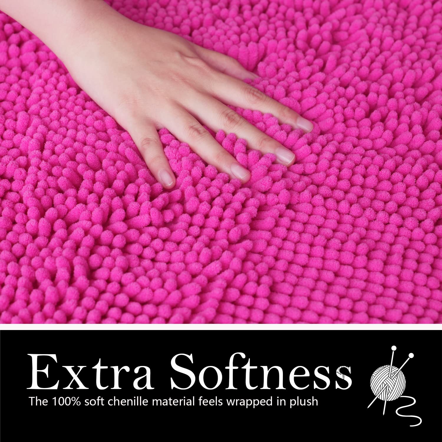 Ainahyva Bathroom Rugs Chenille Bath Mat 2 Piece Set, Super Absorbent, Strong Pvc Non Slip Backing, Bath Mats For Bathroom, Plus