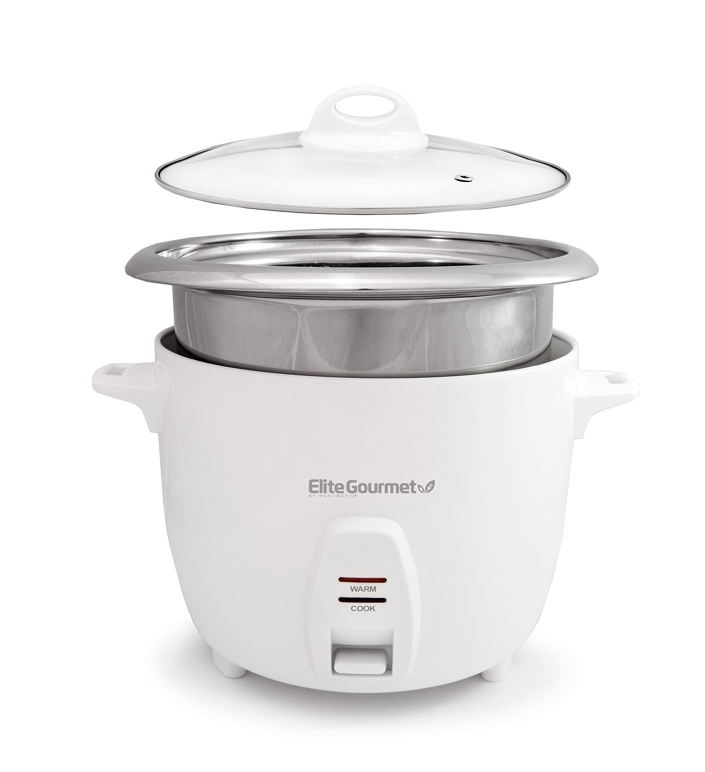 Elite Gourmet Erc-2020 Electric Rice Cooker With Stainless Steel Inner Pot Makes Soups, Stews, Grains, Cereals, Keep Warm Featur