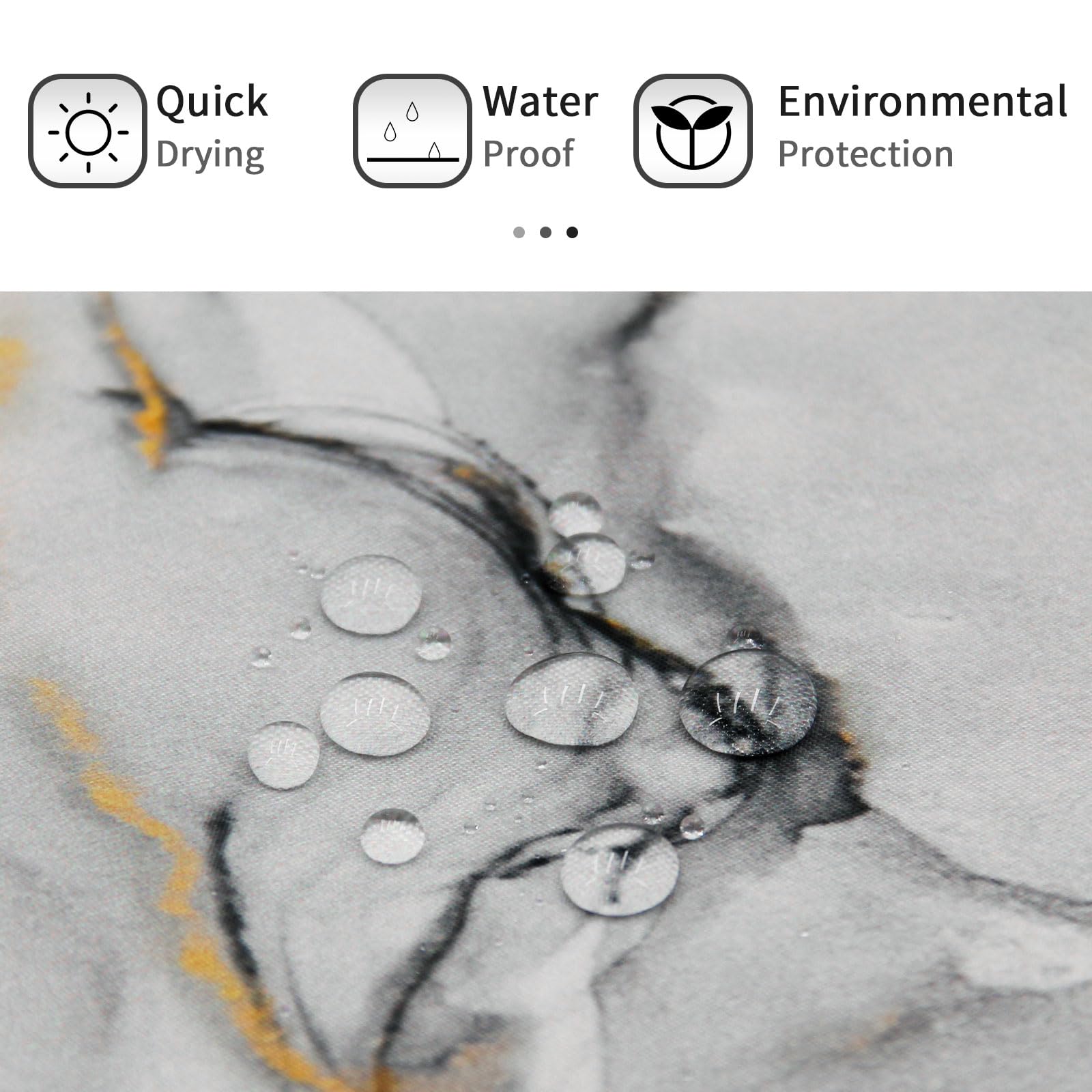 Gibelle Extra Long Shower Curtain 72 X 84, Tall Abstract Grey Marble Shower Curtain, Modern Ink Art Waterproof Fabric Shower Cur