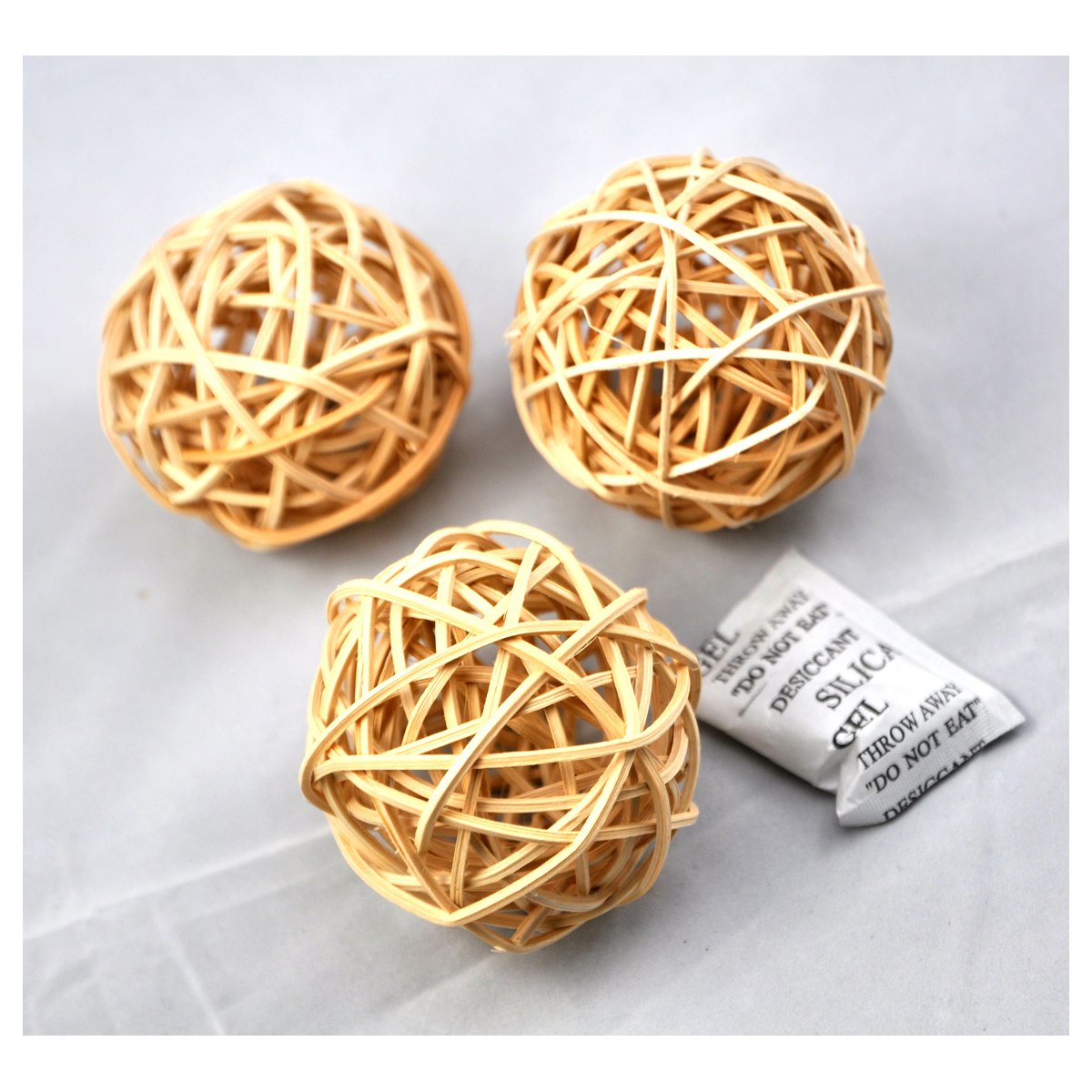Set of 6pcs Wicker Rattan Balls Table Wedding Party Christmas Decoration(Diameter 3.2 Inch, Natural Color)