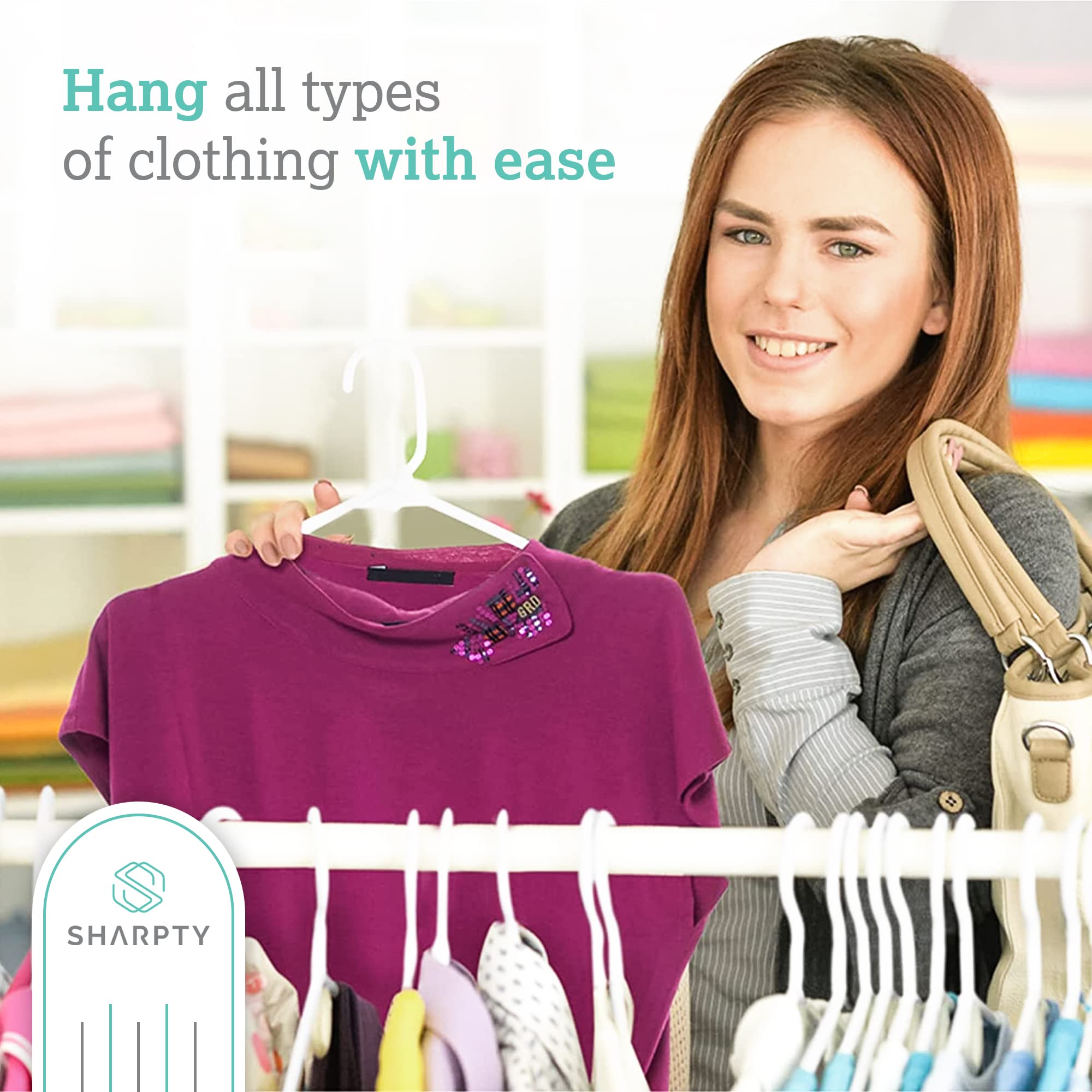 Sharpty Plastic Hangers | Clothing Notched Hangers | Durable Clothes Hangers and Coat Hangers Space Saving for Everyday Standard Use  (White Hangers  20 Pack)