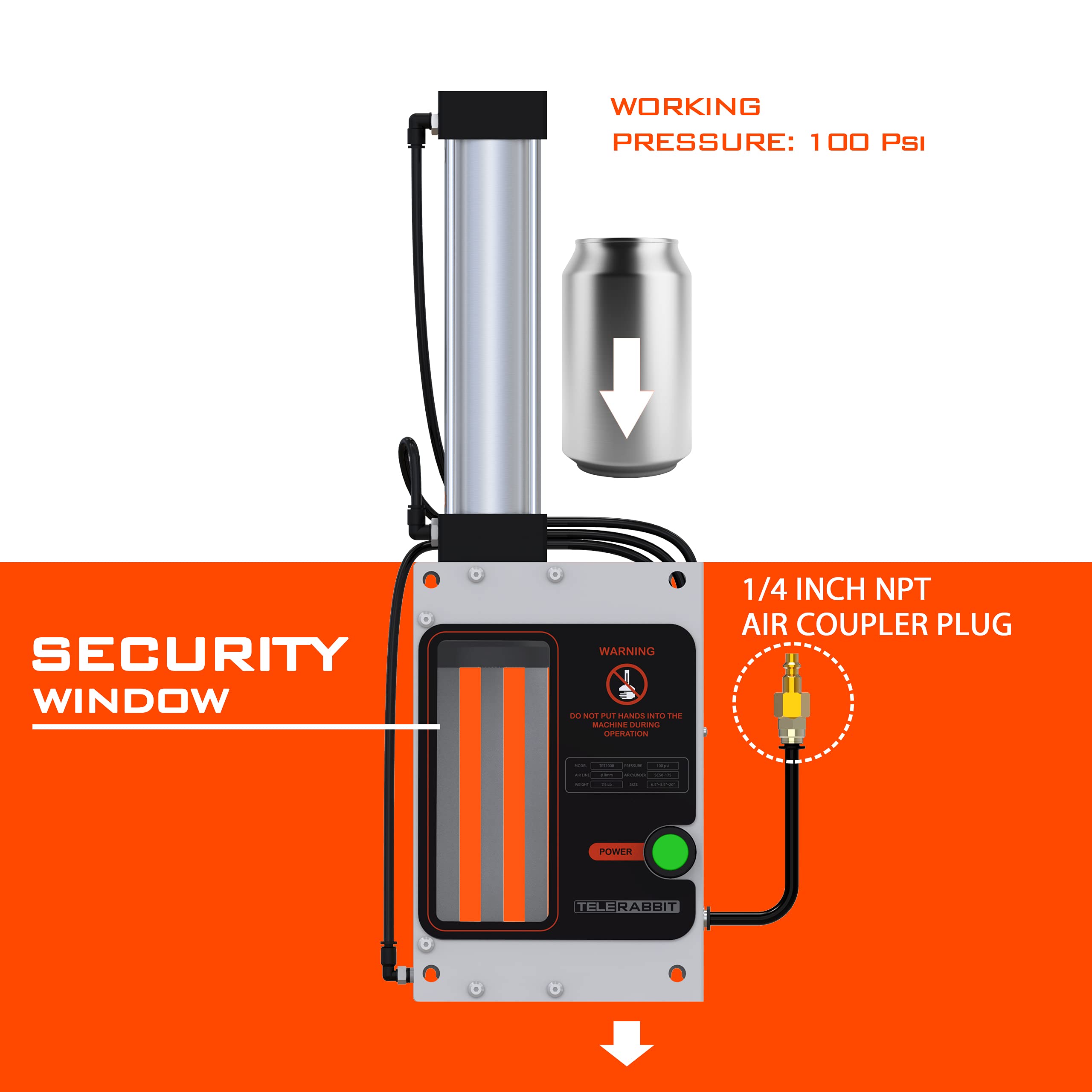12Oz/16Oz Pneumatic Can Crusher, Aluminum Can Crusher For Recycling, Wall Mounted Can Smasher, Automatic Discharge After Crushed