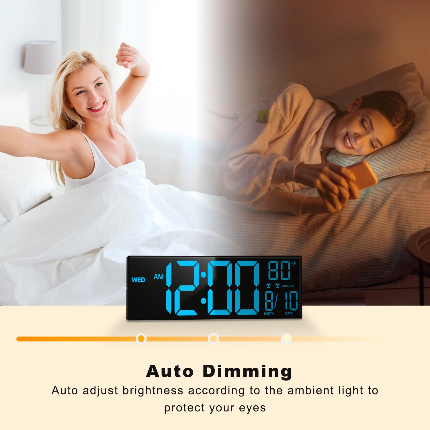 JALL 16  Large Digital Wall Mount Clock, Count Down Timer, Alarm, Big LED, DST, Temperature for Living Room Classroom Desk, Xmas