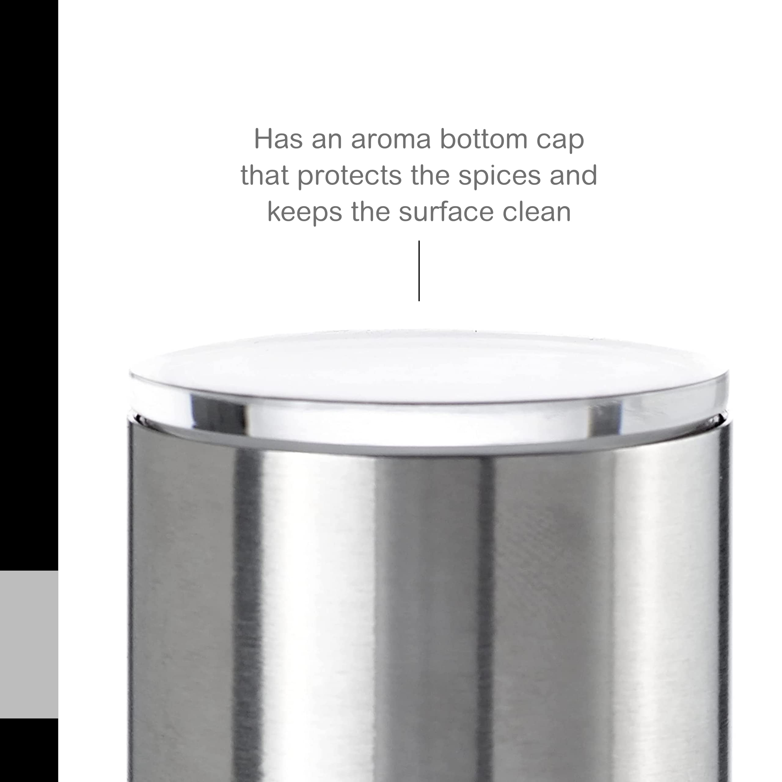 Adhoc Duomill Pure Salt And Pepper Combo Mill - 2-In-1 Salt And Pepper Grinder With Aroma Bottom Cap - Adjustable Grinder - Refi