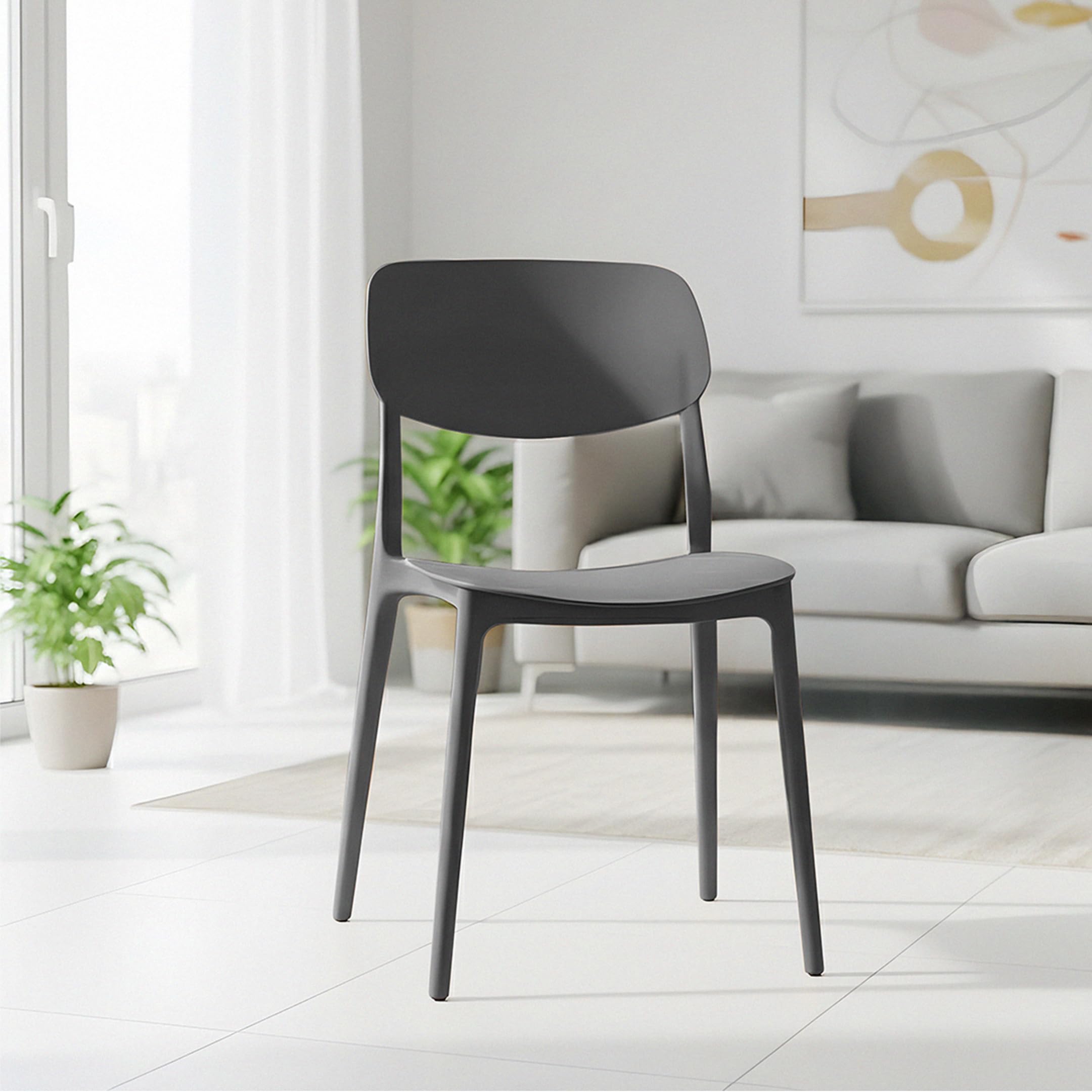 Homeessentials SpaceSaving Stackable Chair  Compact, Comfortable Seating For Small Spaces, Dining, Kitchen & Caf, Office