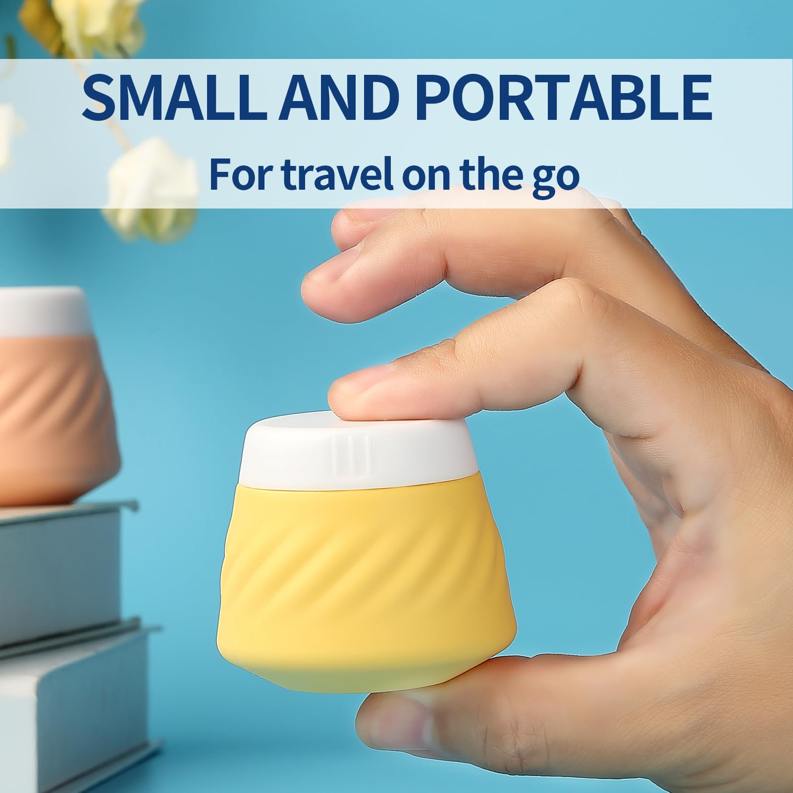 Gemice Travel Containers For Toiletries, Silicone Cream Jars Tsa Approved Travel Size Containers With Toiletry Bag, Wide Mouth L
