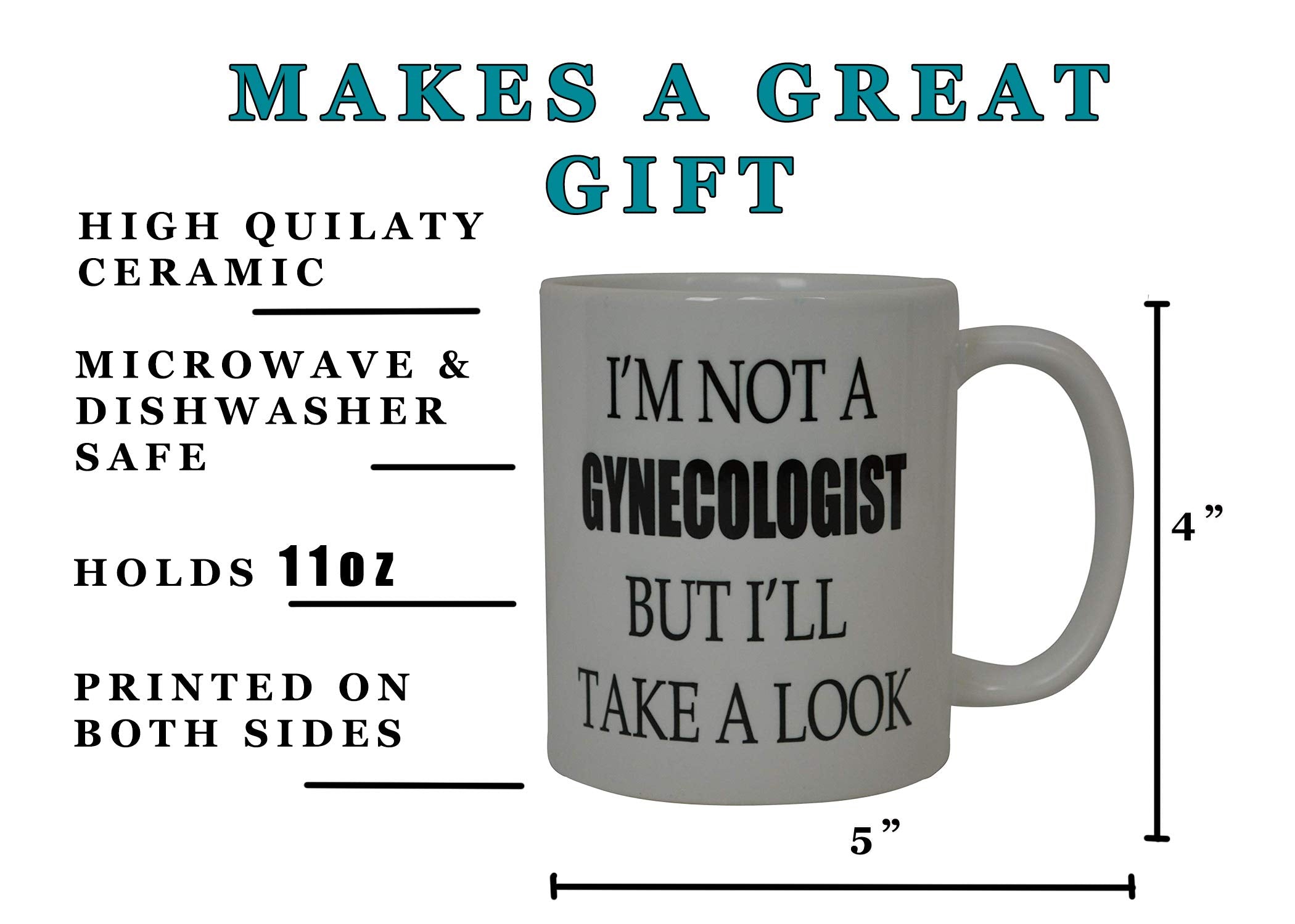 Rogue River Tactical Best Funny Dirty Coffee Mug - I'M Not a Gynecologist Sarcastic Novelty Cup  Gag Gift Idea for Men  11 Oz  White