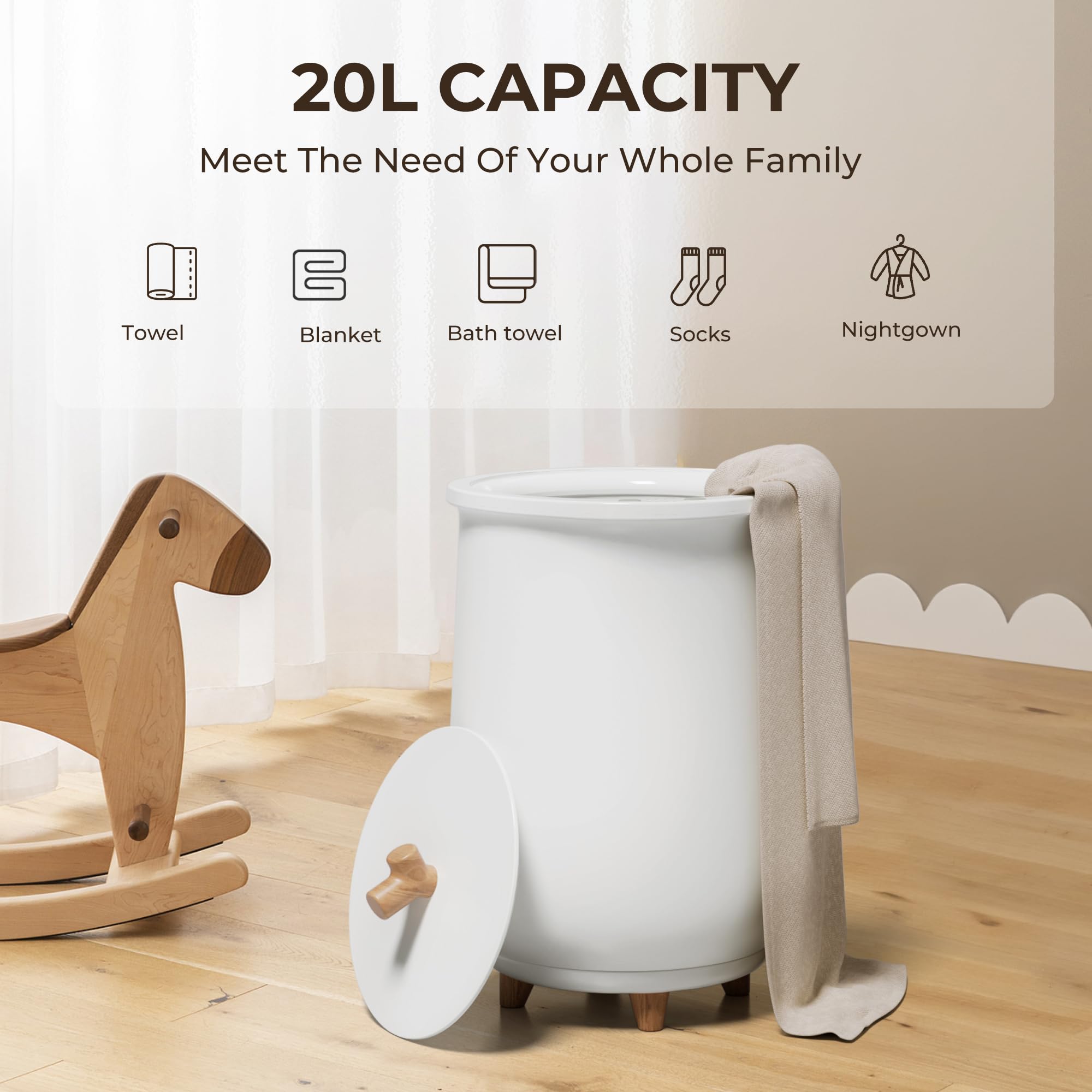 Euhomy Towel Warmer Bucket, 20L Large Towel Warmer For Bathroom And Spa, Auto Shut-Off & Adjustable Timer For 20/40/60/90 Mins,